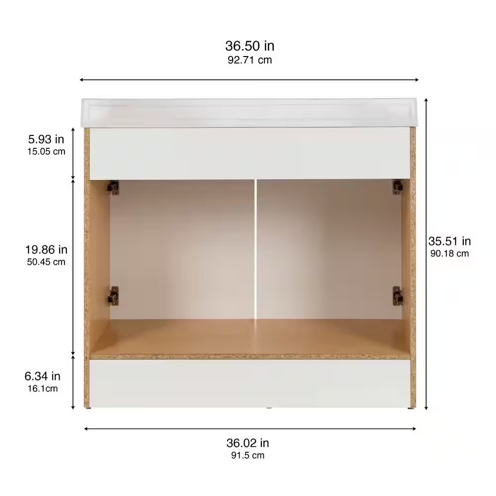 37 In. Single Sink White Bath Vanity with Cultured Marble Top (Assembled)
