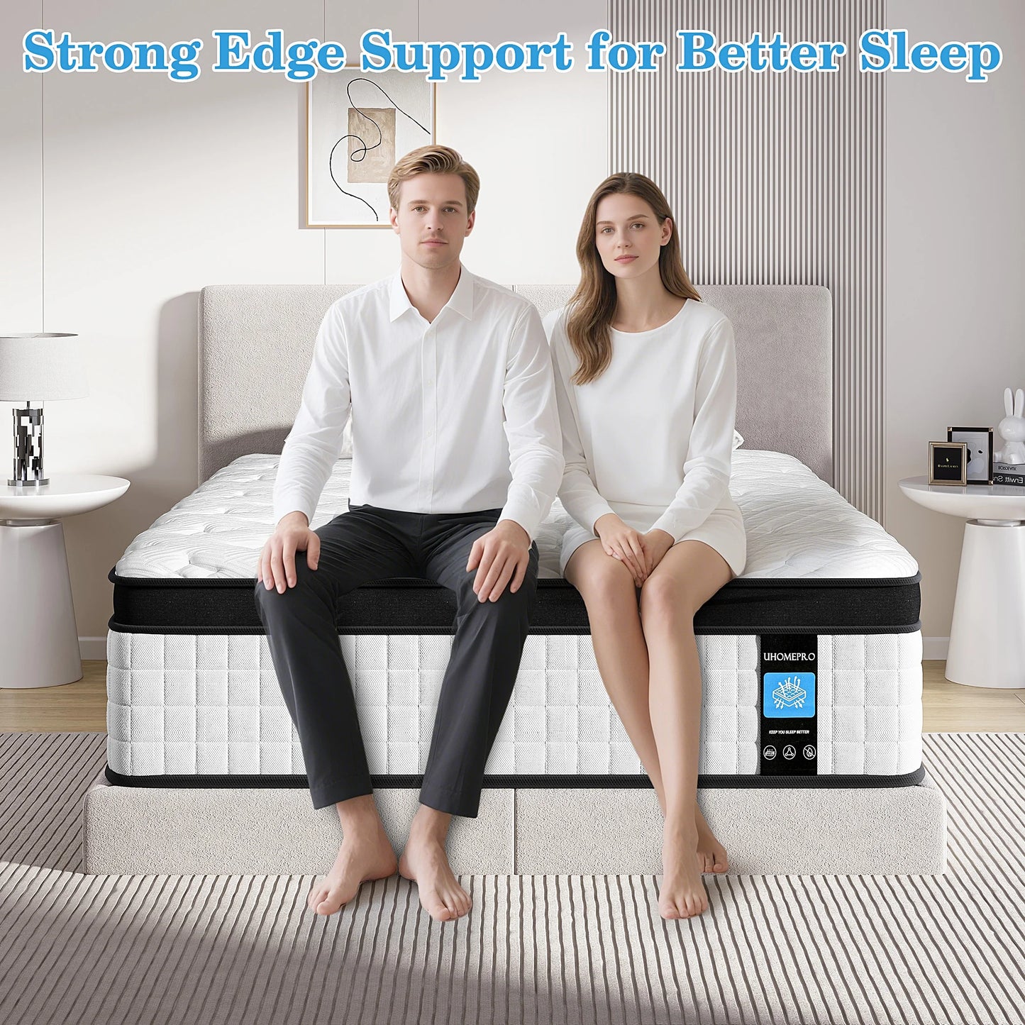 Twin Mattress, 12 Inch Memory Foam Mattress in a Box, Cool Hybrid Individual Pocket Springs Twin Size Mattress with Breathable Knitted Fabric and Edge Support, Medium Firm, White