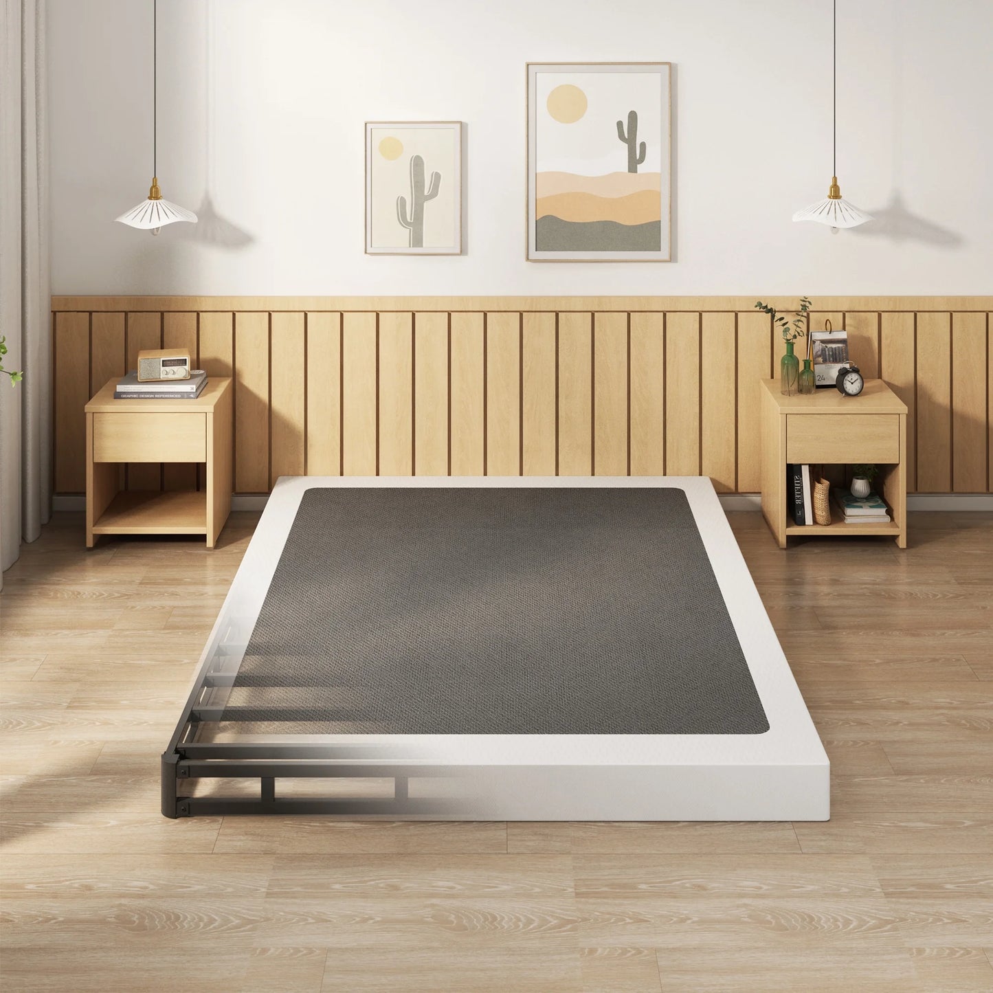 4 Inch Twin Box Spring Heavy Duty Metal Mattress Foundation Bed Base with Fabric Cover, Easy Assembly