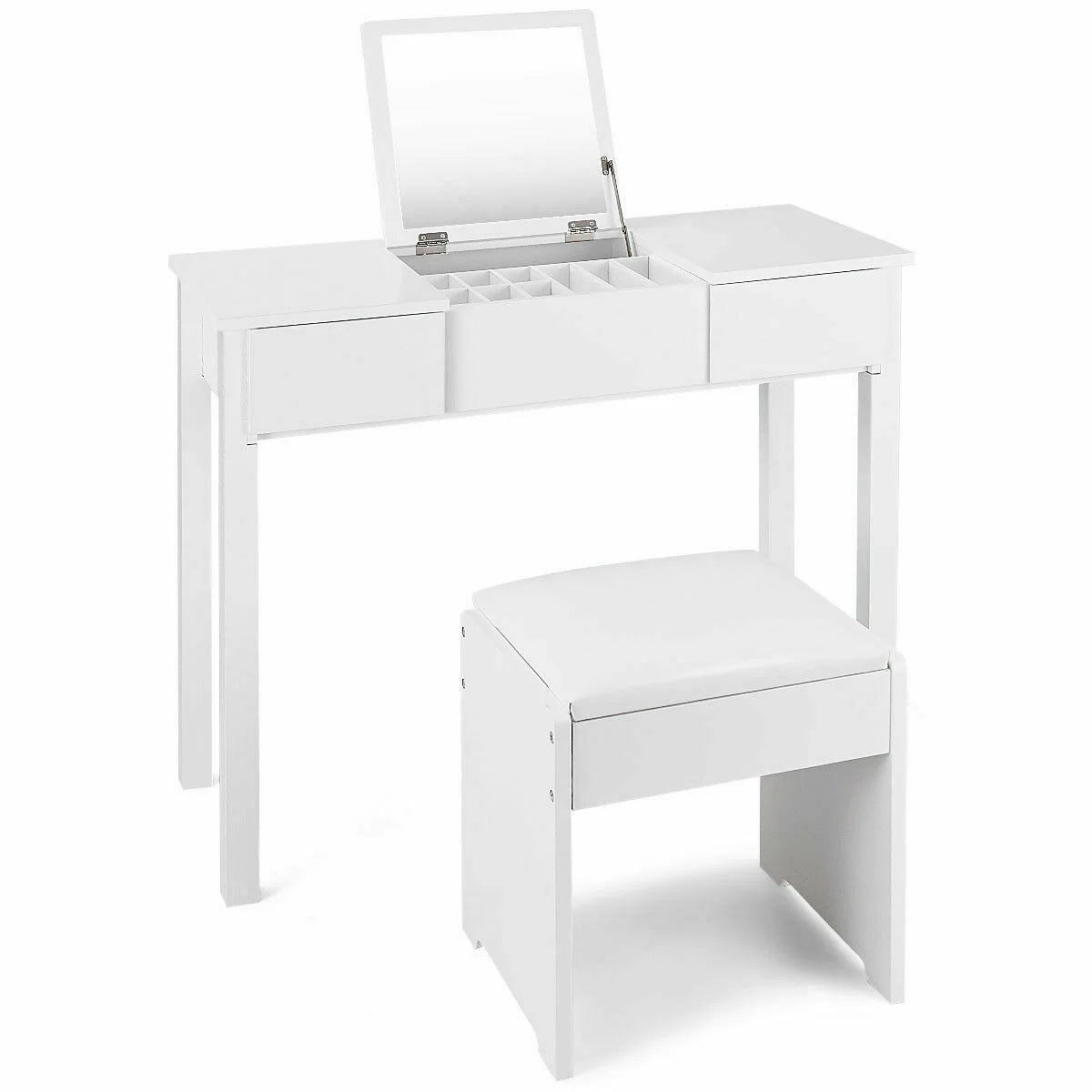 White Vanity Dressing Table Furniture Stool Storage Box