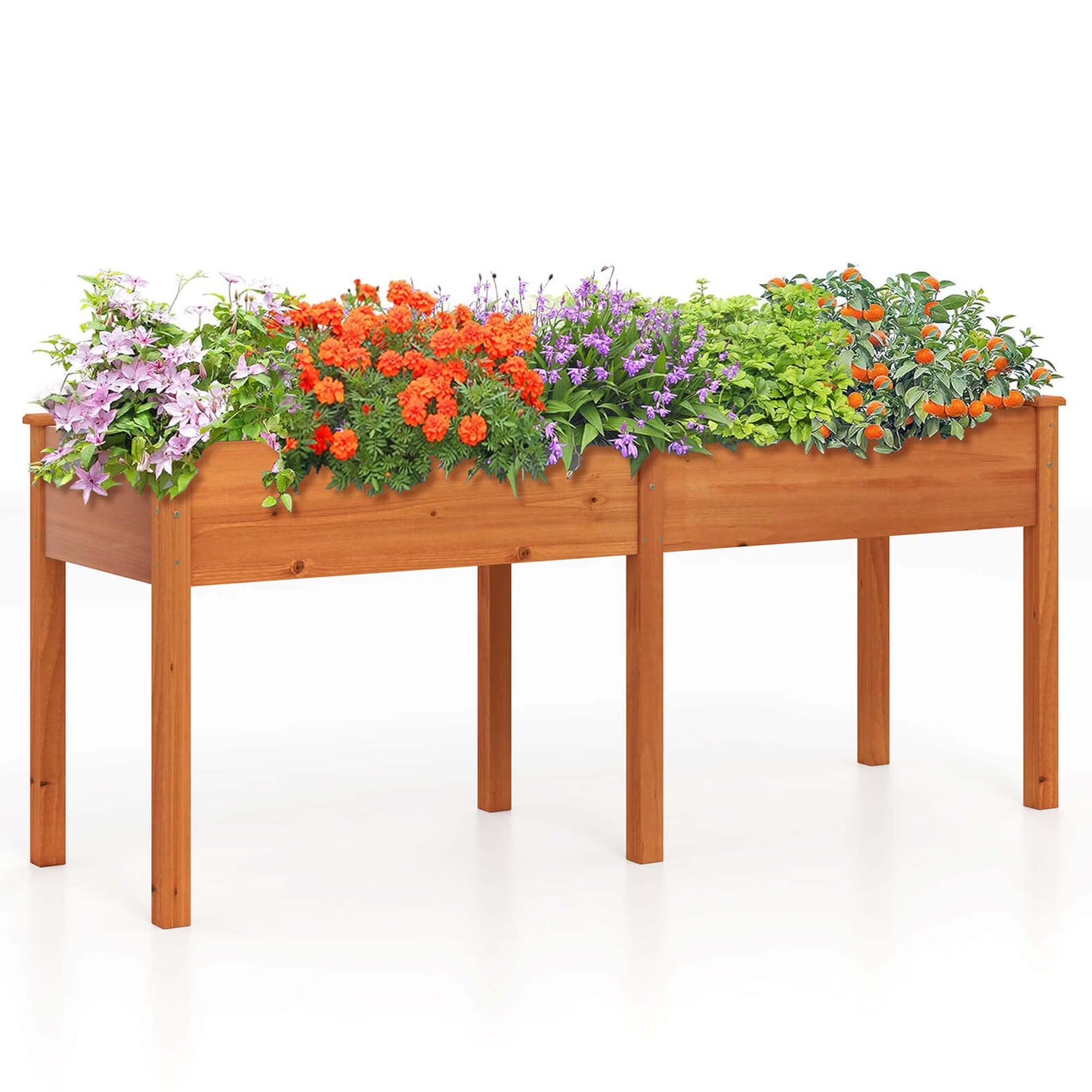 Wooden Raised Vegetable Garden Bed Elevated Grow Vegetable Planter Grey