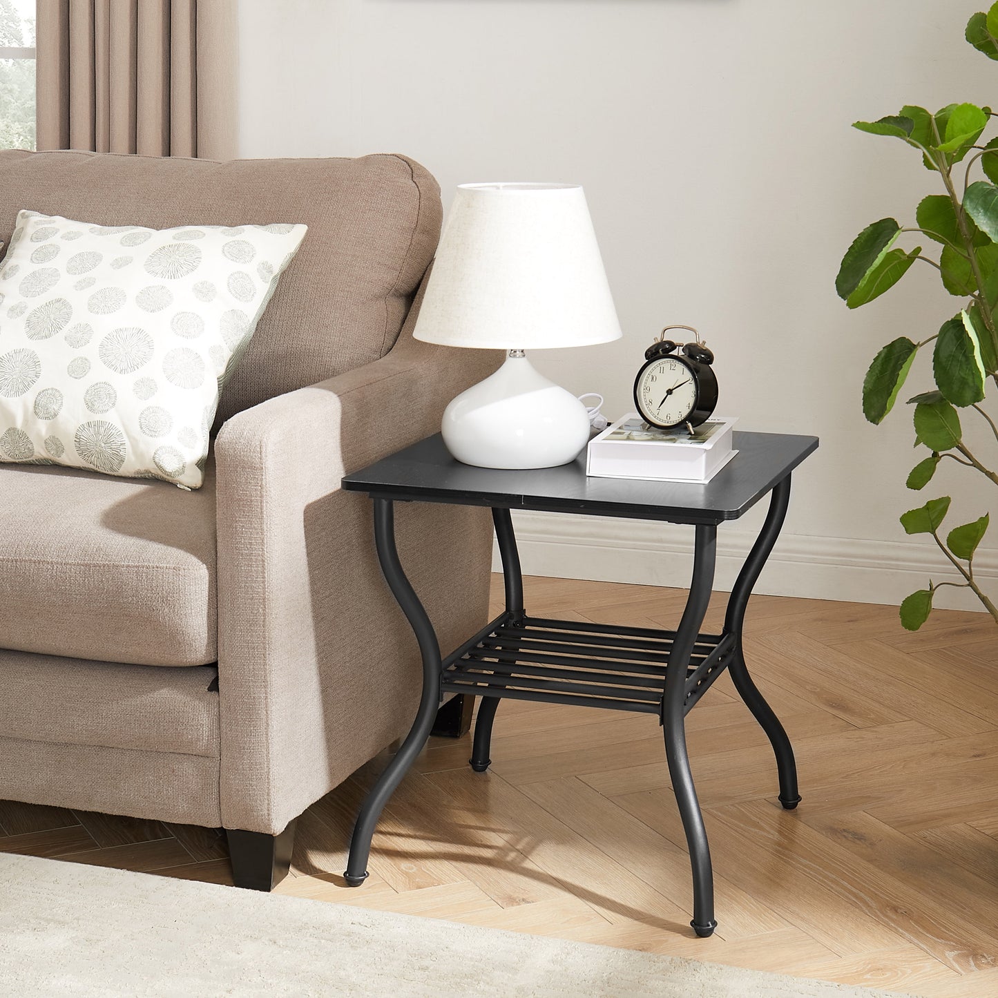 3 Piece Coffee Table Set,With 1 Coffee Table & 2 End Side Table,For Living Room,Metal+Wood