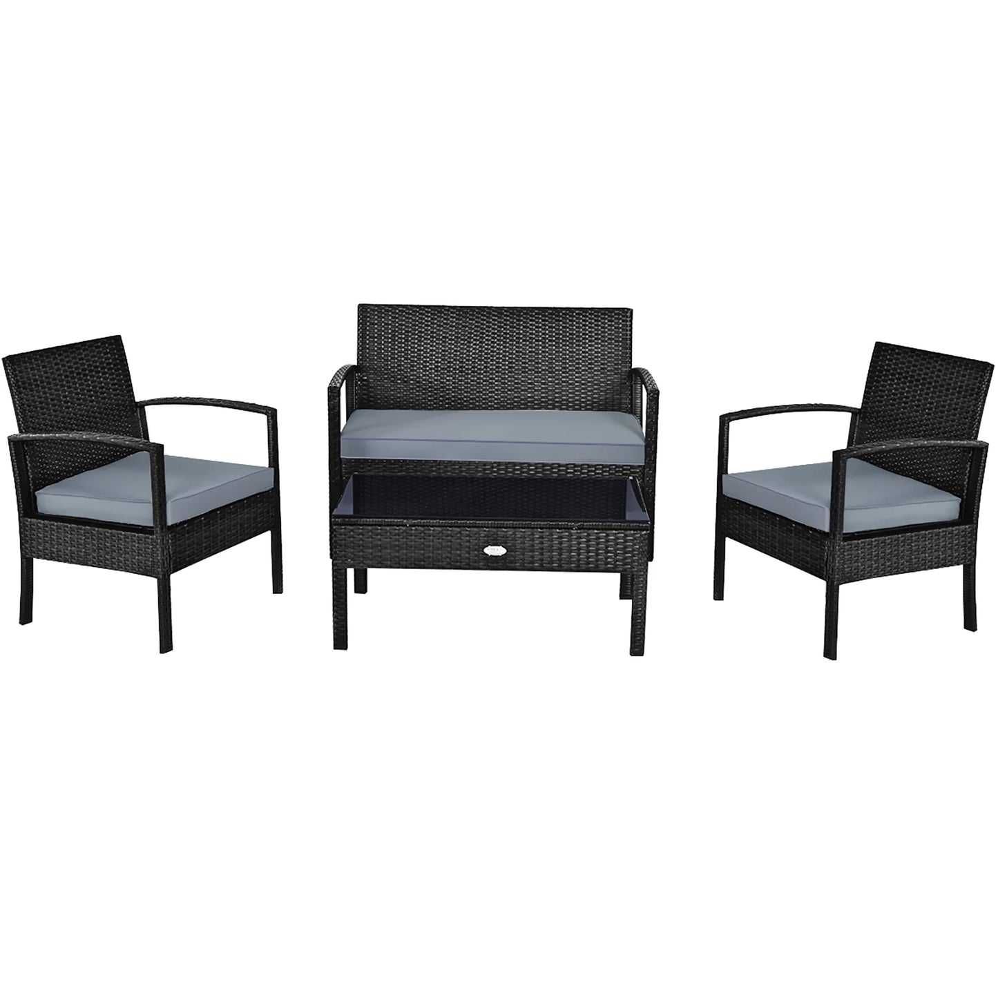 HW63756 4PCS Patio Rattan Furniture Set Garden Deck