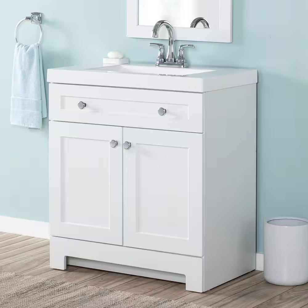 Everdean 31 In. Single Sink White Bath Vanity with White Cultured Marble Top (Assembled)