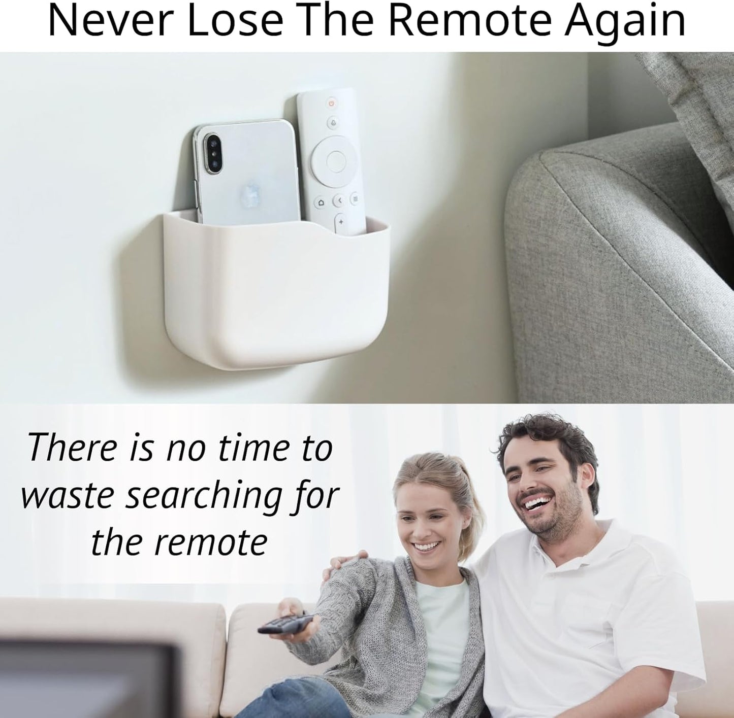 2 Pack TV Remote Holder Wall Mount Remote Control Holder for Bed Universal Bedside Wall Remote Holder Caddy Organizer Hole-Free Remote Control Holder (For 2 or 3 Remote Controls–White