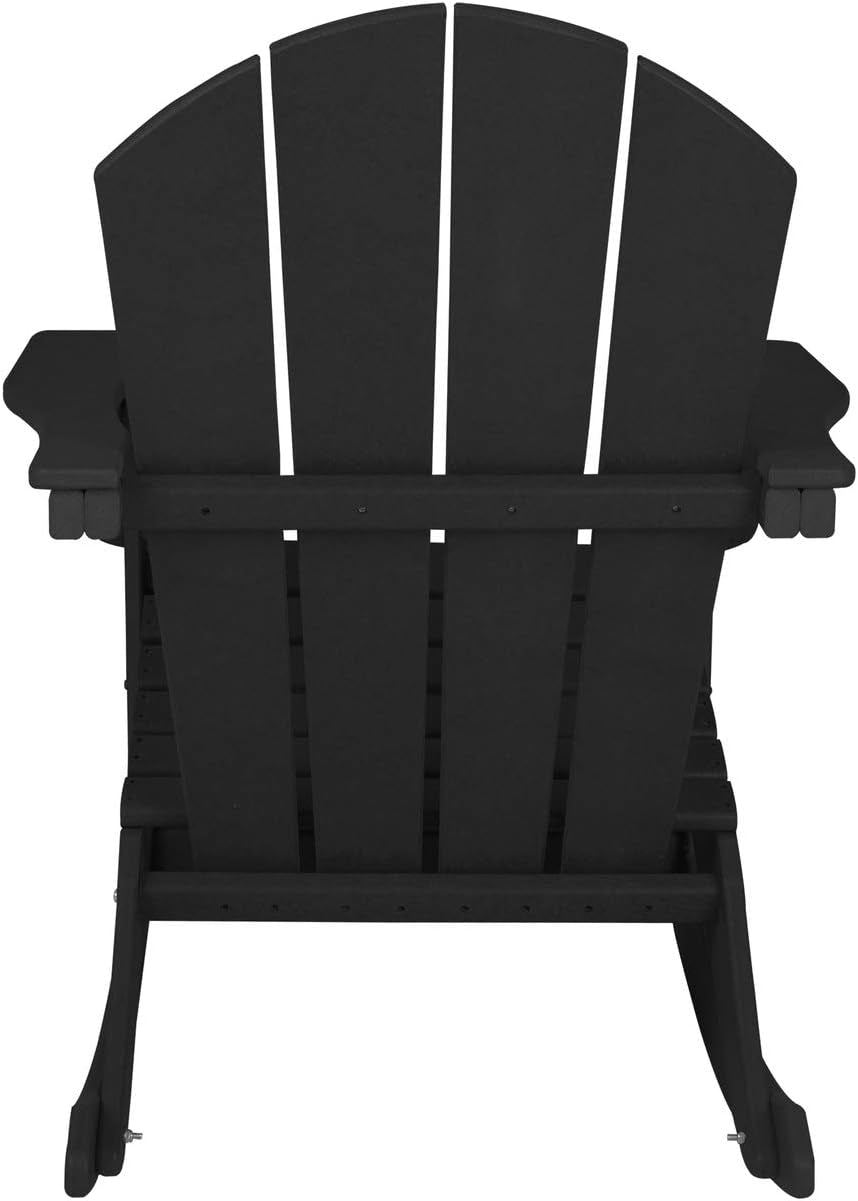 WO Home Furniture Patio Rocking Chair Classic Outdoor HDPE UV Weather Resistant (Black)
