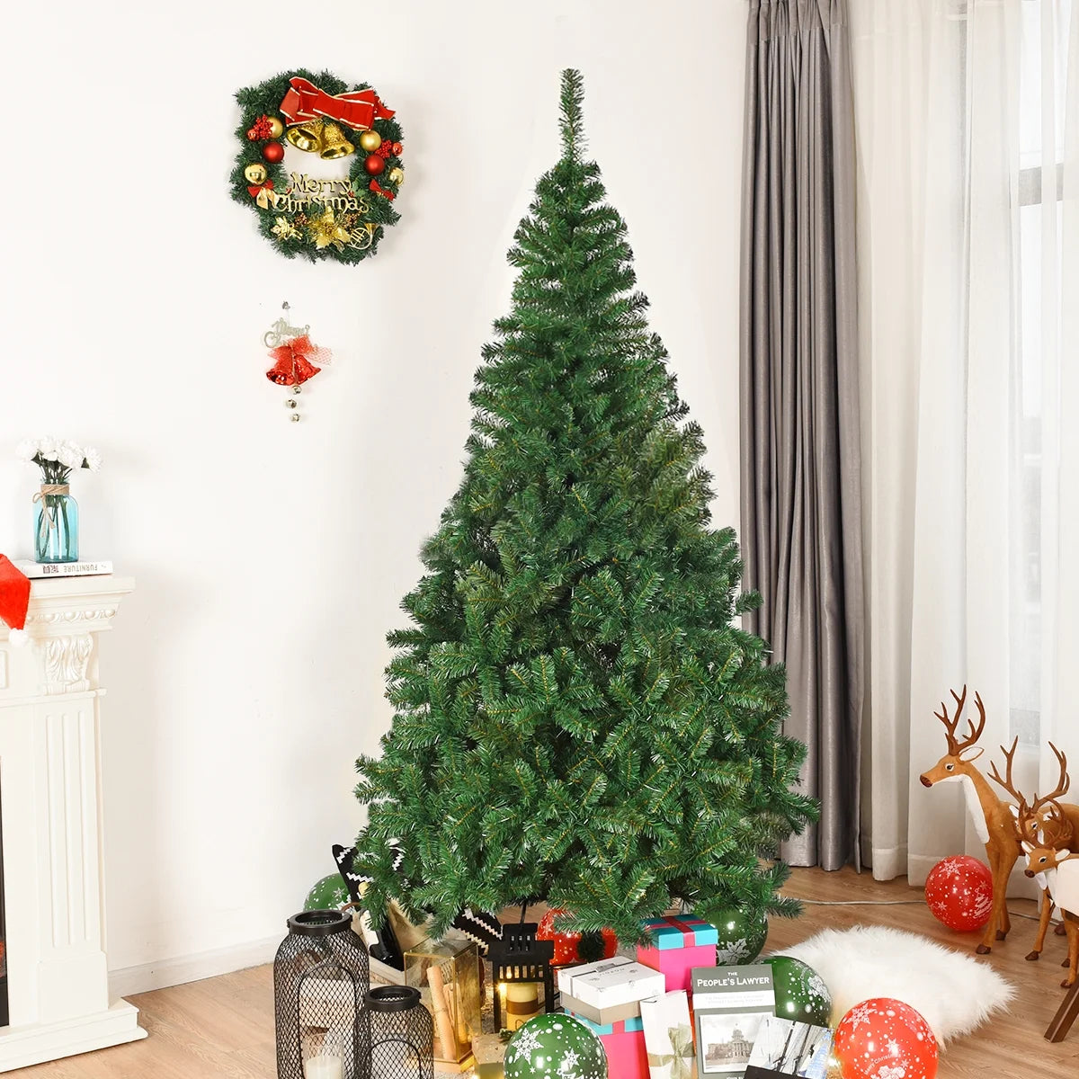 CM19723 7Ft Artificial PVC Christmas Tree W/Stand Holiday Season Indoor & Outdoor, Green