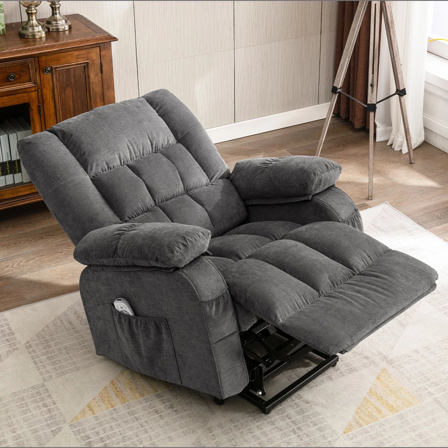 Power Lift Recliner Chair Recliners for Elderly with Heat and Massage Recliner Chair for Living Room with Infinite Position and Side Pocket,Usb Charge Port,Grey