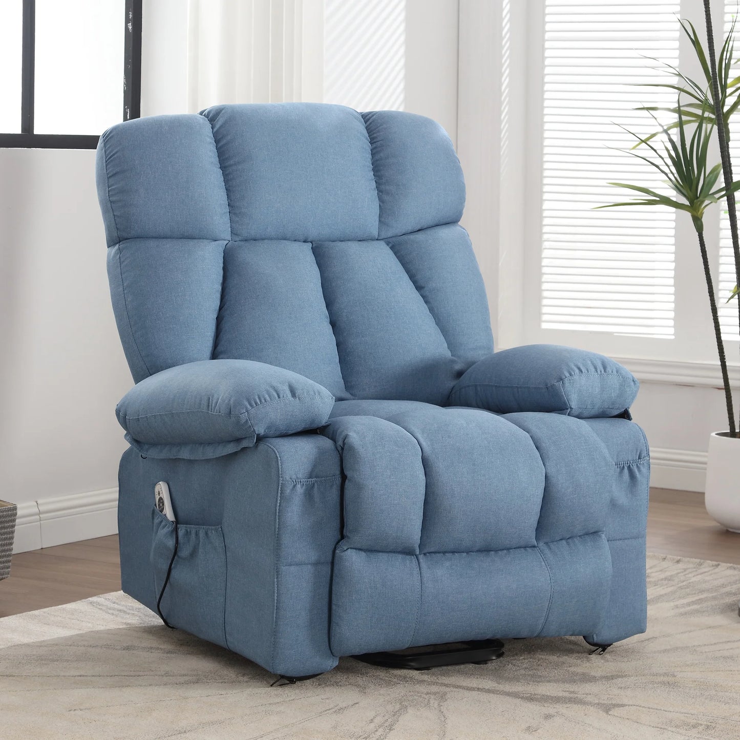 Power Lift Recliner Chair Recliners for Elderly with Heat and Massage Recliner Chair for Living Room with Infinite Position and Side Pocket,Usb Charge Port,Blue