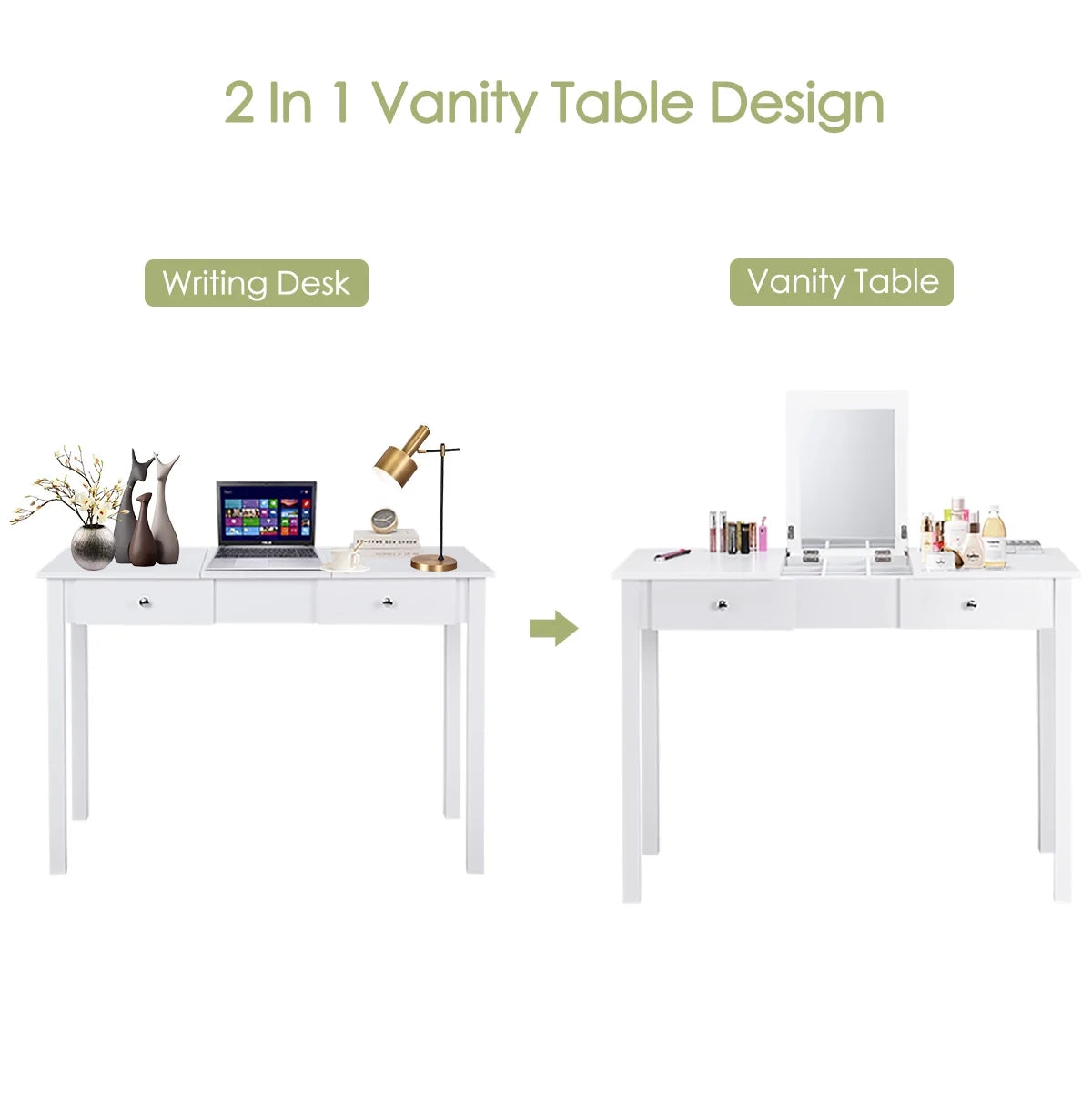Vanity Table Dressing Table Flip Top Desk Furniture White