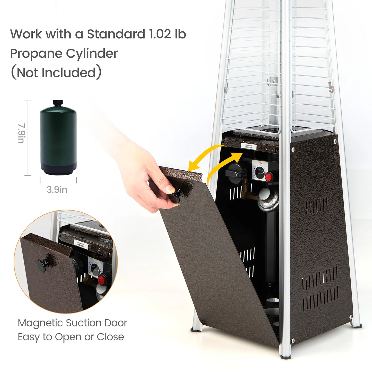 35'' Portable Tabletop Pyramid Patio Heater Steel Propane Gas 10000 BTU