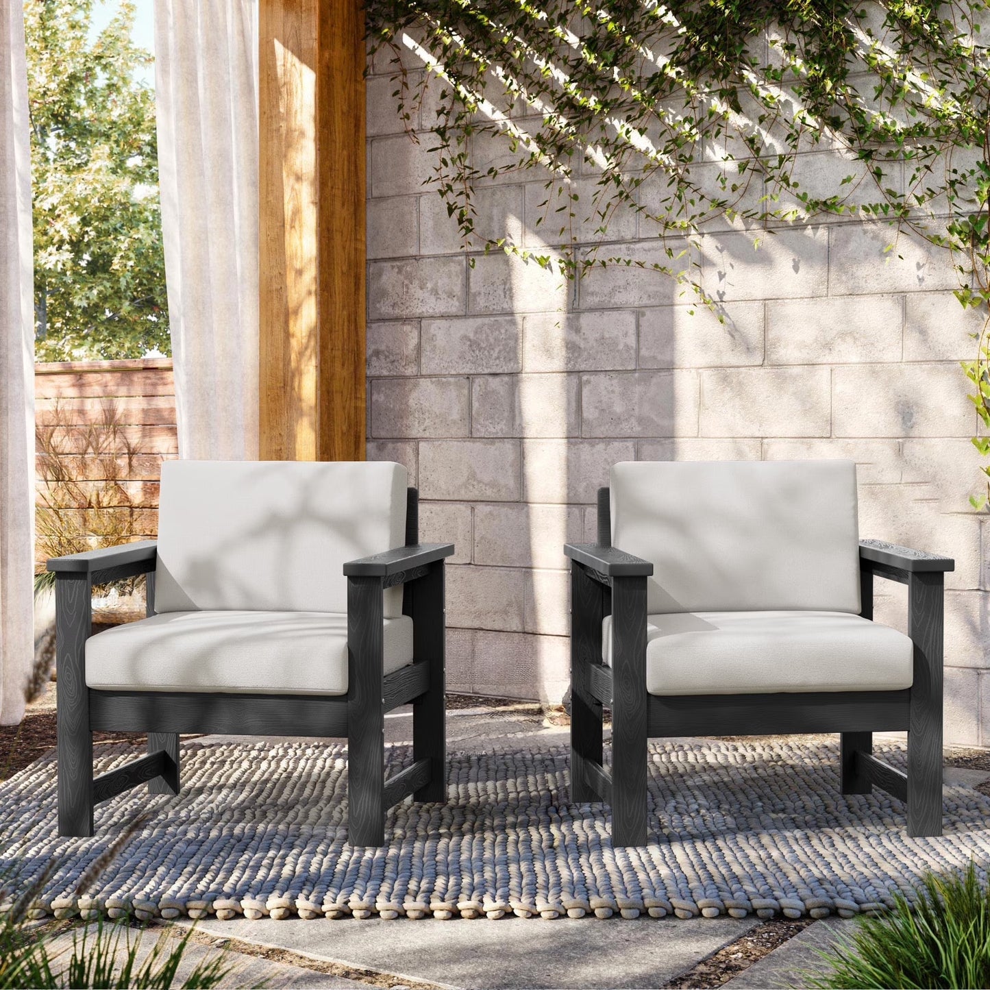 Patio Furniture Sets on Sale, 2 Pieces Patio Chairs W/ Cushions, Gray