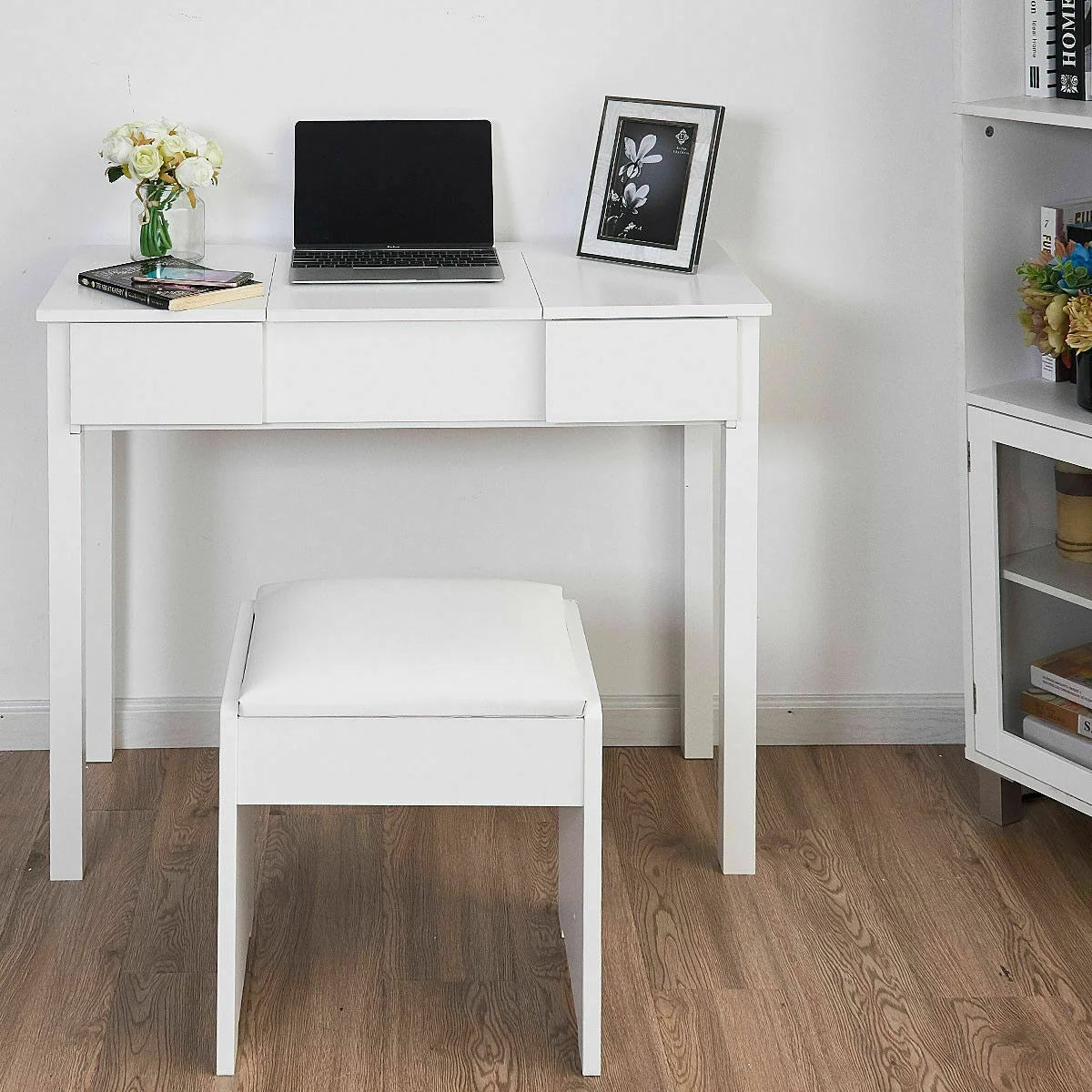 White Vanity Dressing Table Furniture Stool Storage Box