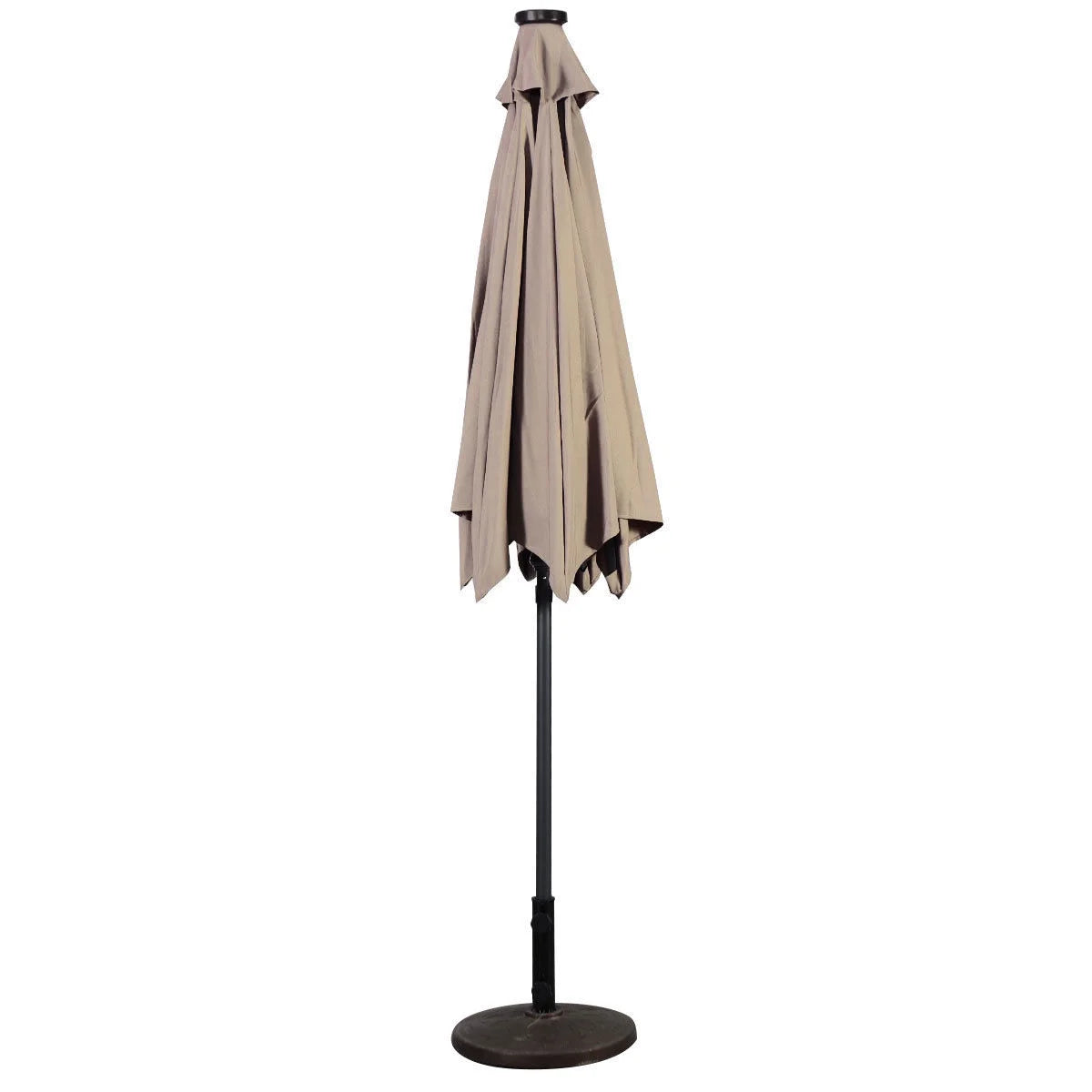 9FT Patio Solar Umbrella LED Patio Market Steel Tilt W/ Crank Outdoor