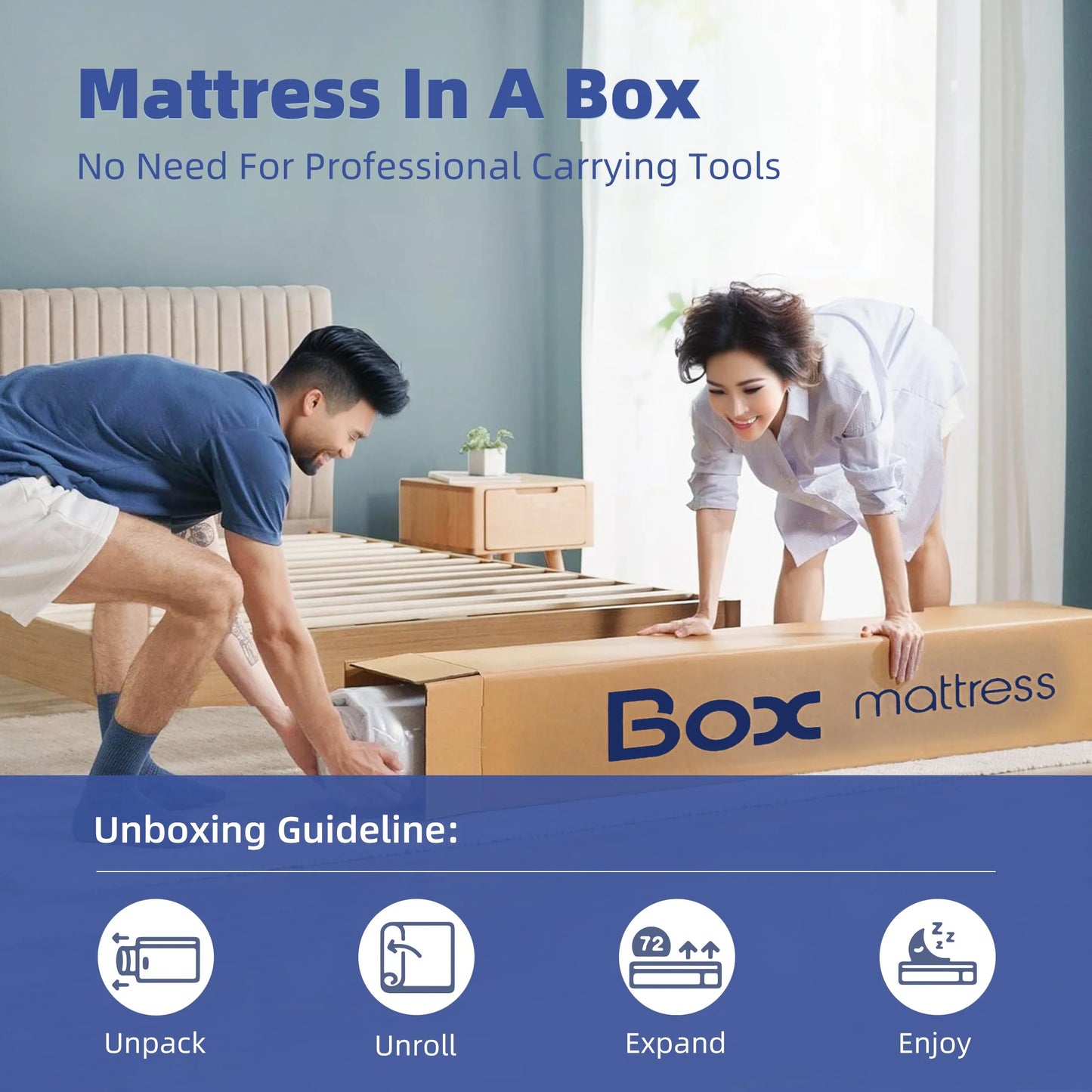 Full Mattress, 12 Inch Gel Memory Foam Mattress in a Box, Cool Hybrid Individual Pocket Springs Full Size Mattress with Breathable Knitted Fabric and Edge Support, Medium Firm, Blue