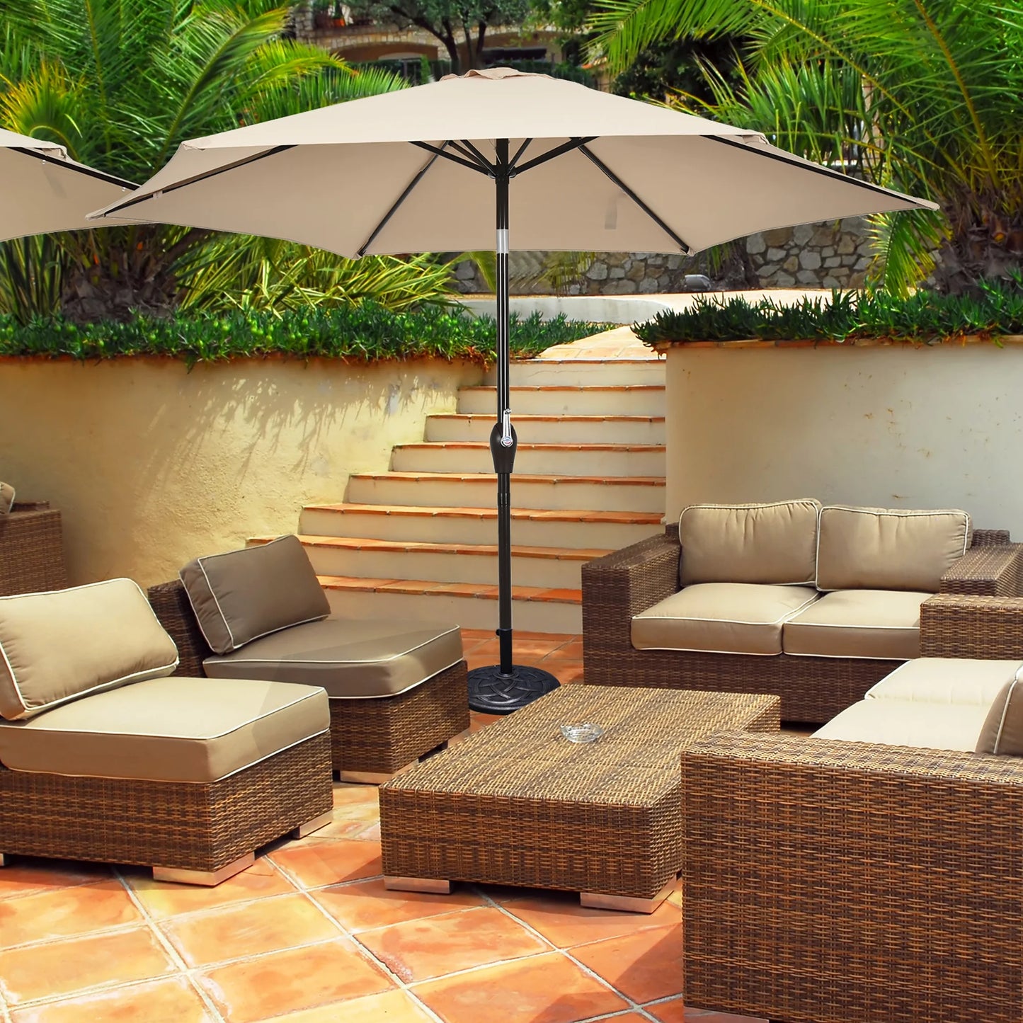 9Ft Outdoor Market Patio Table Umbrella Push Button Tilt Crank Lift Burgundy