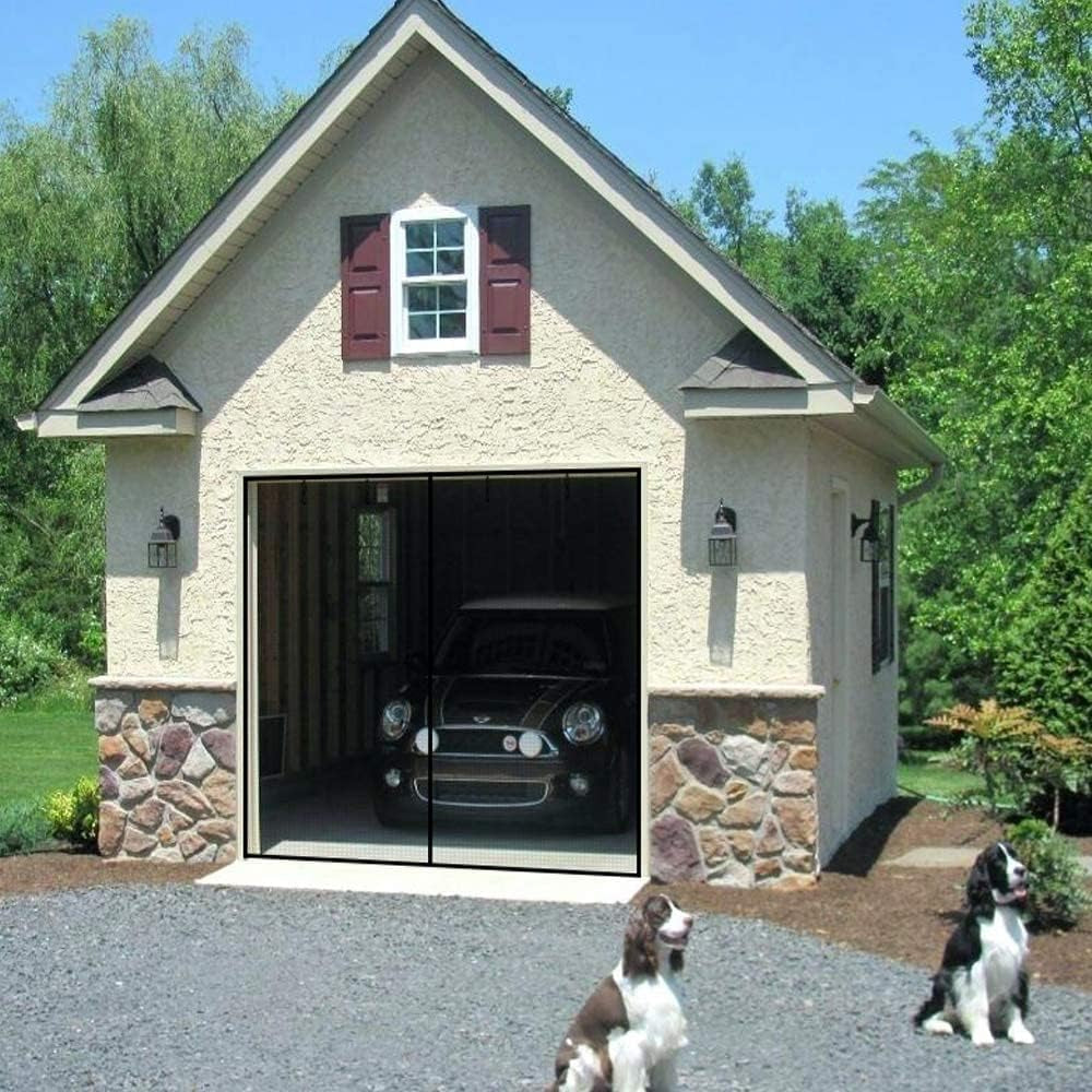 Garage Door Screen, 16X7 Ft Magnetic Closure Heavy Duty Weighted Bottom Garage Screen Doors for 2 Car Garage, Fiberglass Mesh anti Annoying Animal Out
