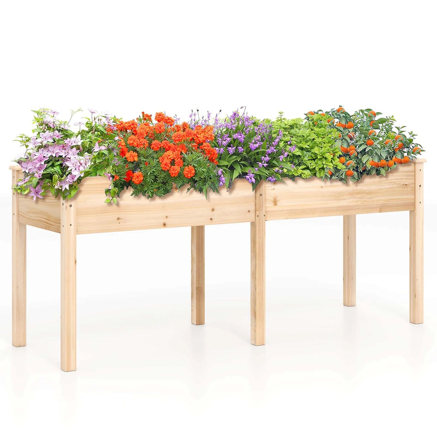 Wooden Raised Vegetable Garden Bed Elevated Grow Vegetable Planter Grey