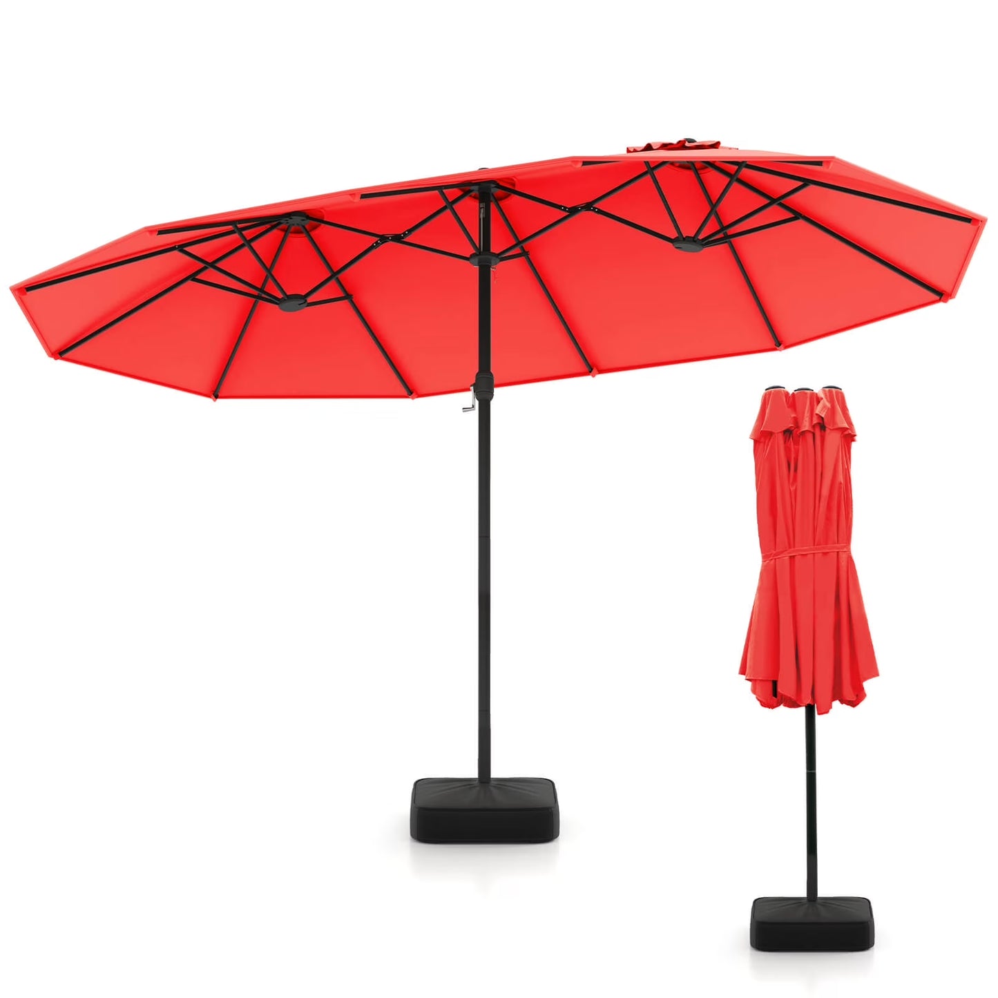 96" Coffee Rectangle Market Patio Umbrellas, Water-Resistant