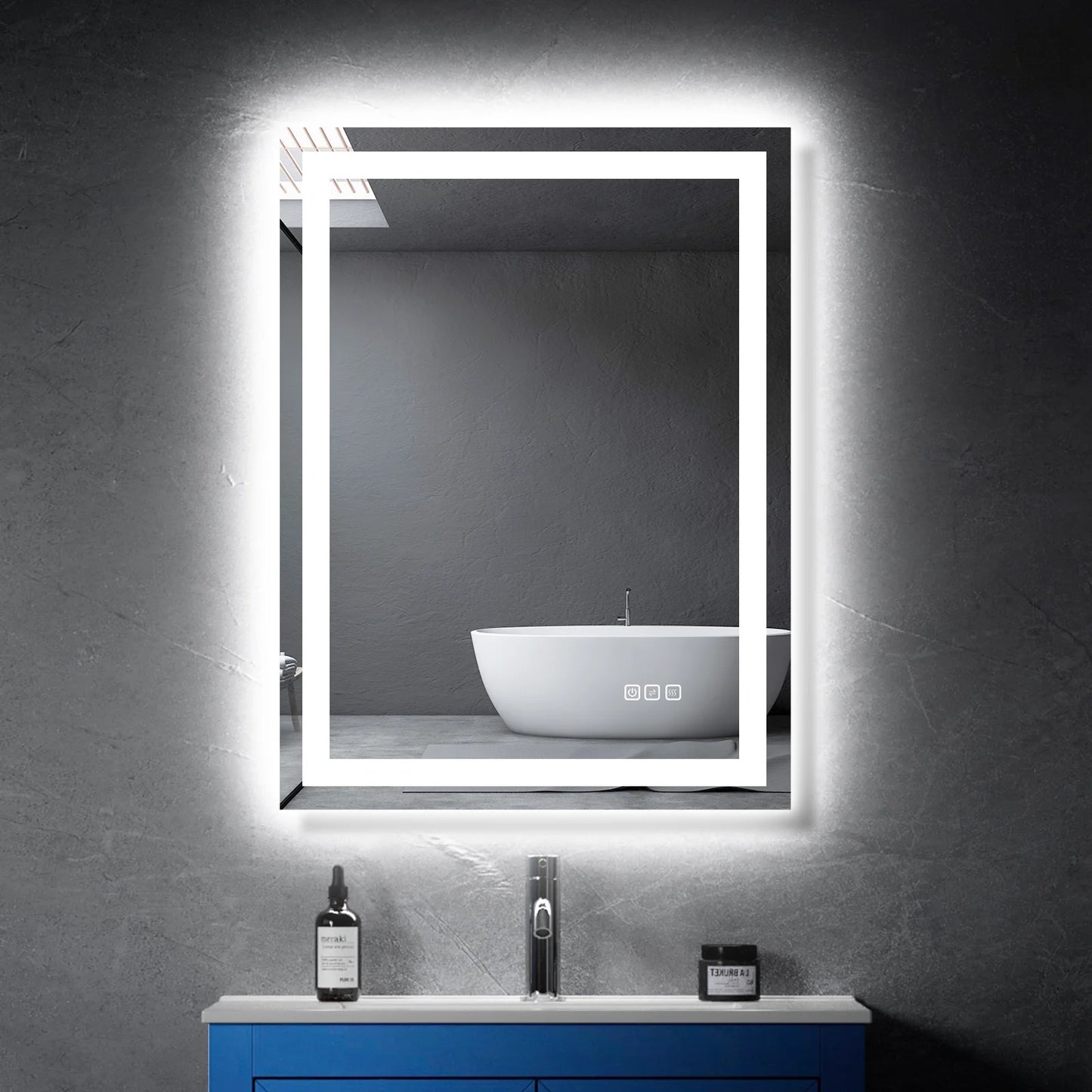 24” X 36” LED Bathroom Mirror with Lights, Wall Mounted Vanity Mirror with Front & Backlit, Anti-Fog, Dimmable Touch Control, Horizontal & Vertical Installation