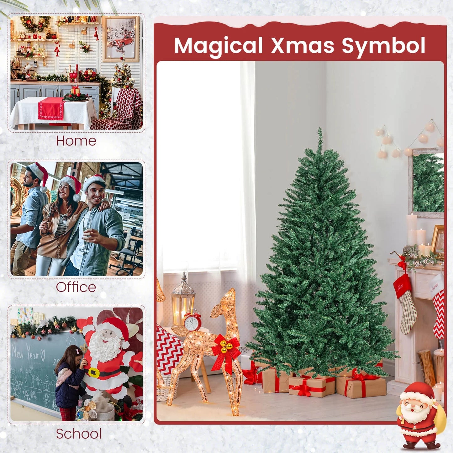 6Ft Hinged Artificial Christmas Tree Unlit Douglas Full Fir Tree W/ 1355 Tips