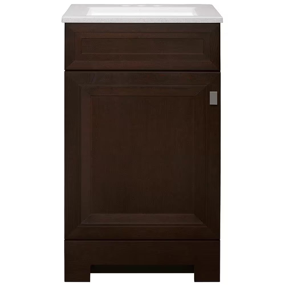 Sedgewood 18.5 In. W X 16.25 In. D X 32.625 In. H Single Sink Bath Vanity in Dark Cognac with Arctic Solid Surface Top
