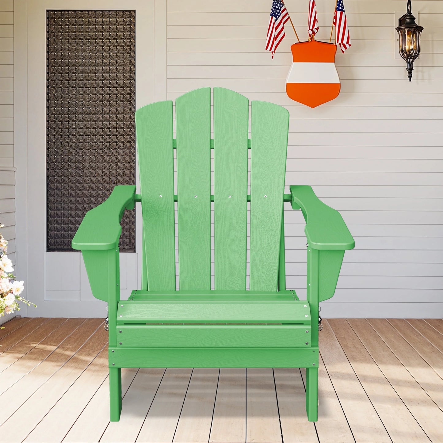 Adirondack Chair, Plastic Folding Outdoor Patio Lawn Chairs, outside HDPE Chairs for Lawn, Yard, Black