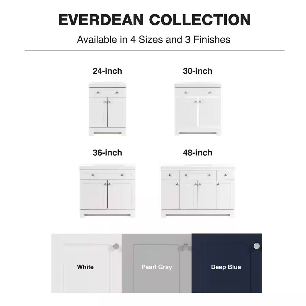 Everdean 31 In. Single Sink White Bath Vanity with White Cultured Marble Top (Assembled)