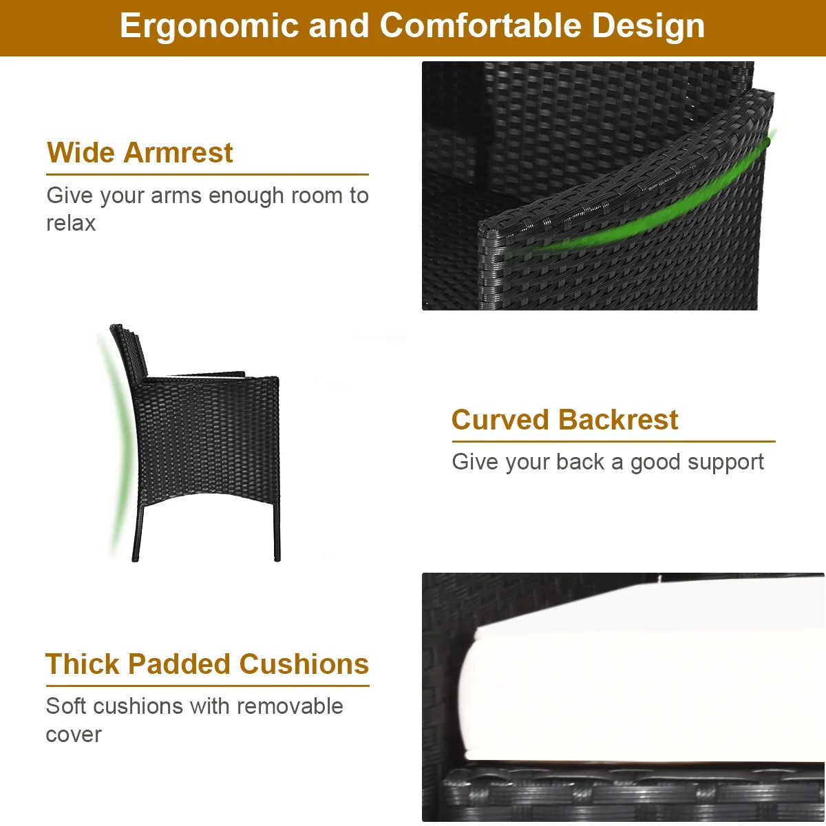 Patio Rattan Conversation Set Seat Sofa Cushioned Loveseat Glass Table Chairs