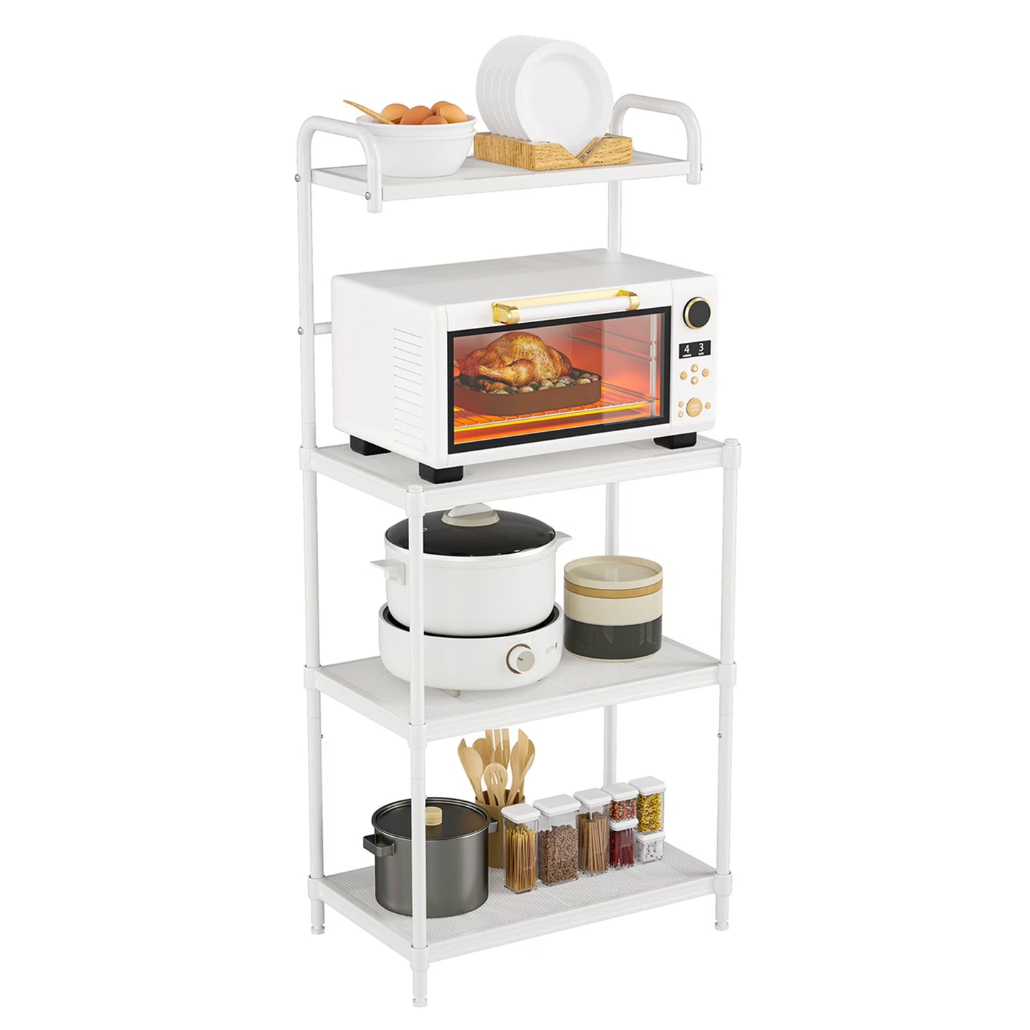 4-Tier Baker'S Rack Microwave Oven Rack Shelves Kitchen Storage Organizer Black