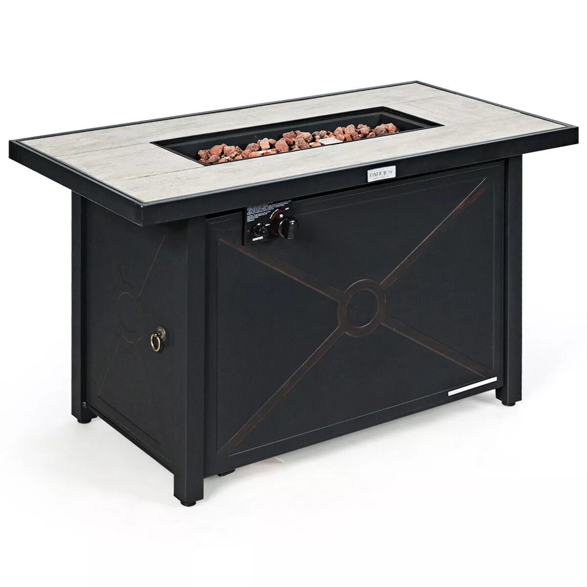 Costway 60,000 BTU 42'' Rectangular Propane Gas Fire Pit Heater Outdoor Table W/ Cover