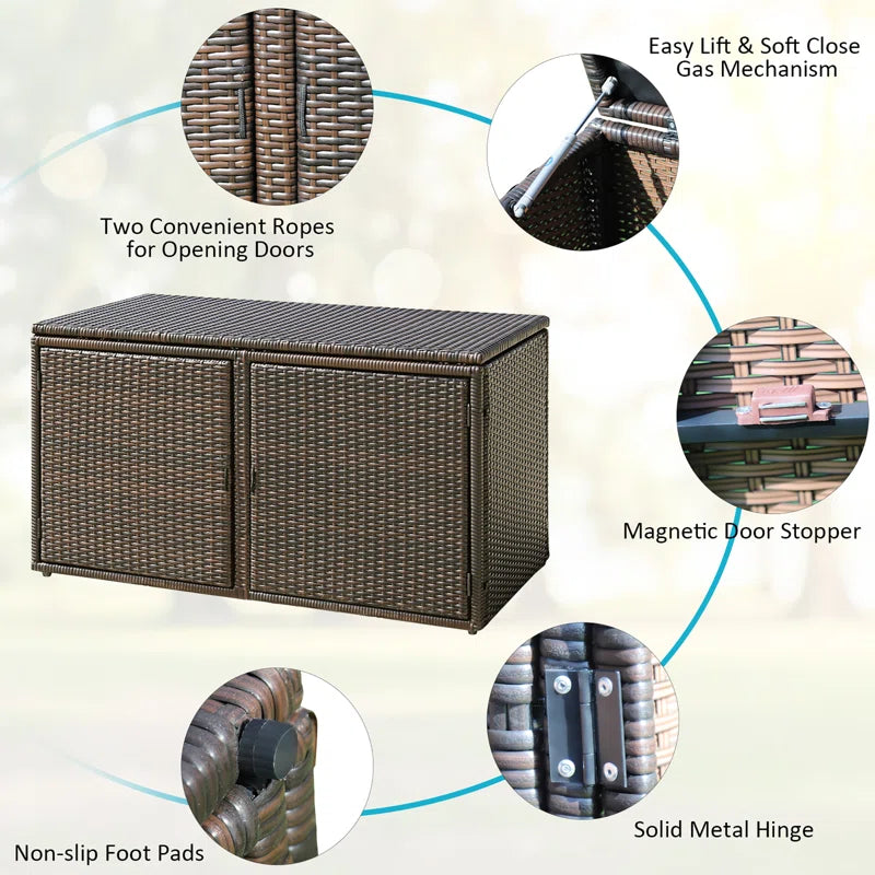 45'' W 88 Gallons Water Resistant Cabinet Deck Box in Brown
