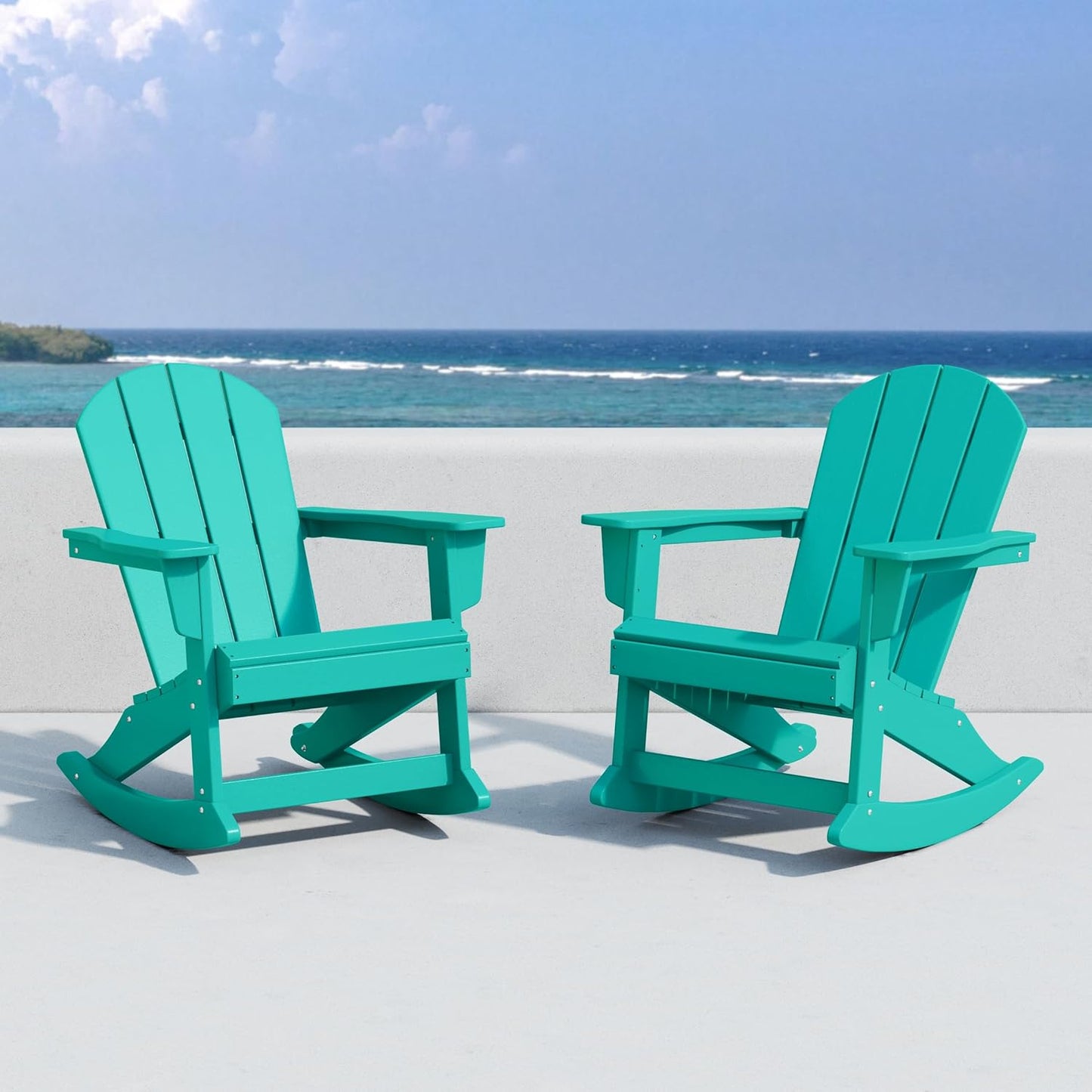 Westin Outdoor Laguna Rocking Poly Adirondack Chair (Set of 2), Turquoise