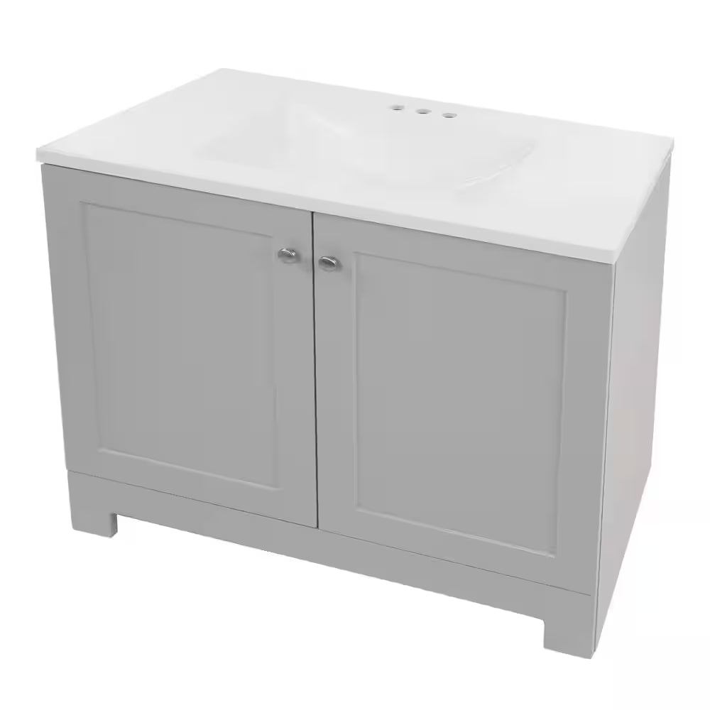 36 In. Single Sink Bath Pearl Gray Vanity with Cultured Marble Top (Assembled)