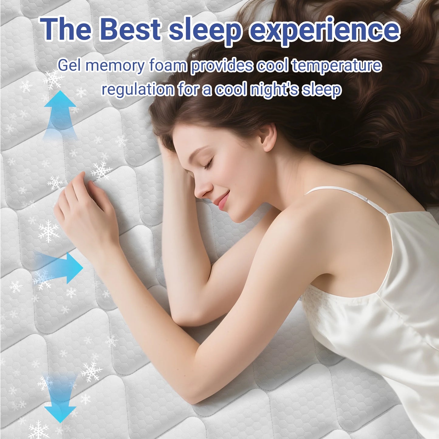 Full Mattress, 12 Inch Gel Memory Foam Mattress in a Box, Cool Hybrid Individual Pocket Springs Full Size Mattress with Breathable Knitted Fabric and Edge Support, Medium Firm, Blue
