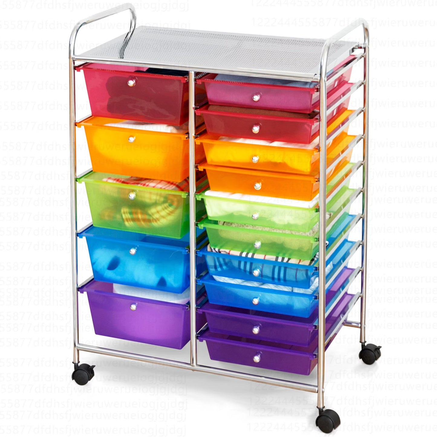 15 Drawer Rolling Storage Cart Tools Scrapbook Paper Office School Organizer Multi-Color