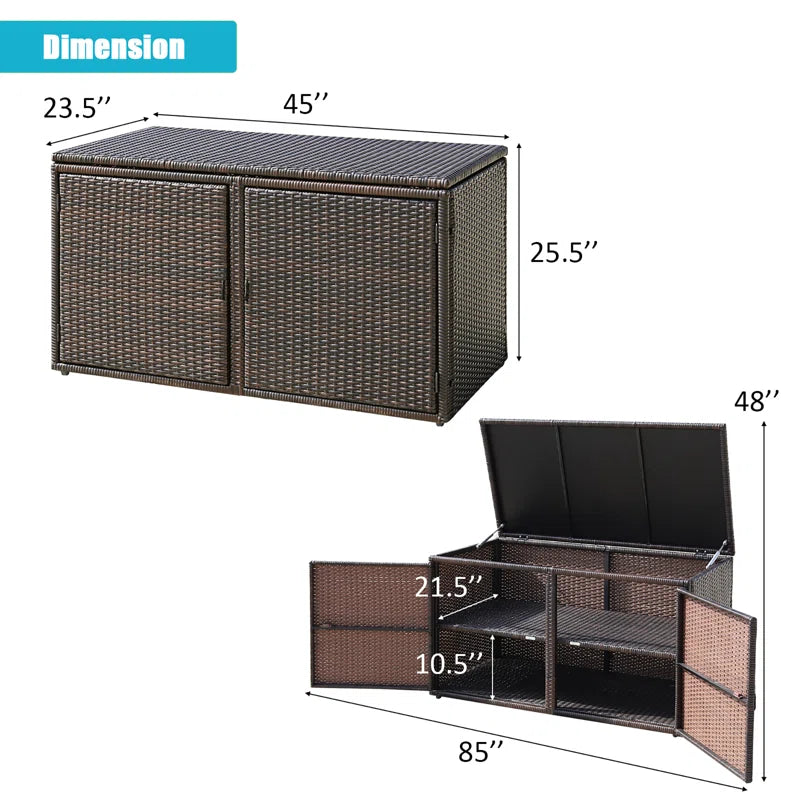 45'' W 88 Gallons Water Resistant Cabinet Deck Box in Brown