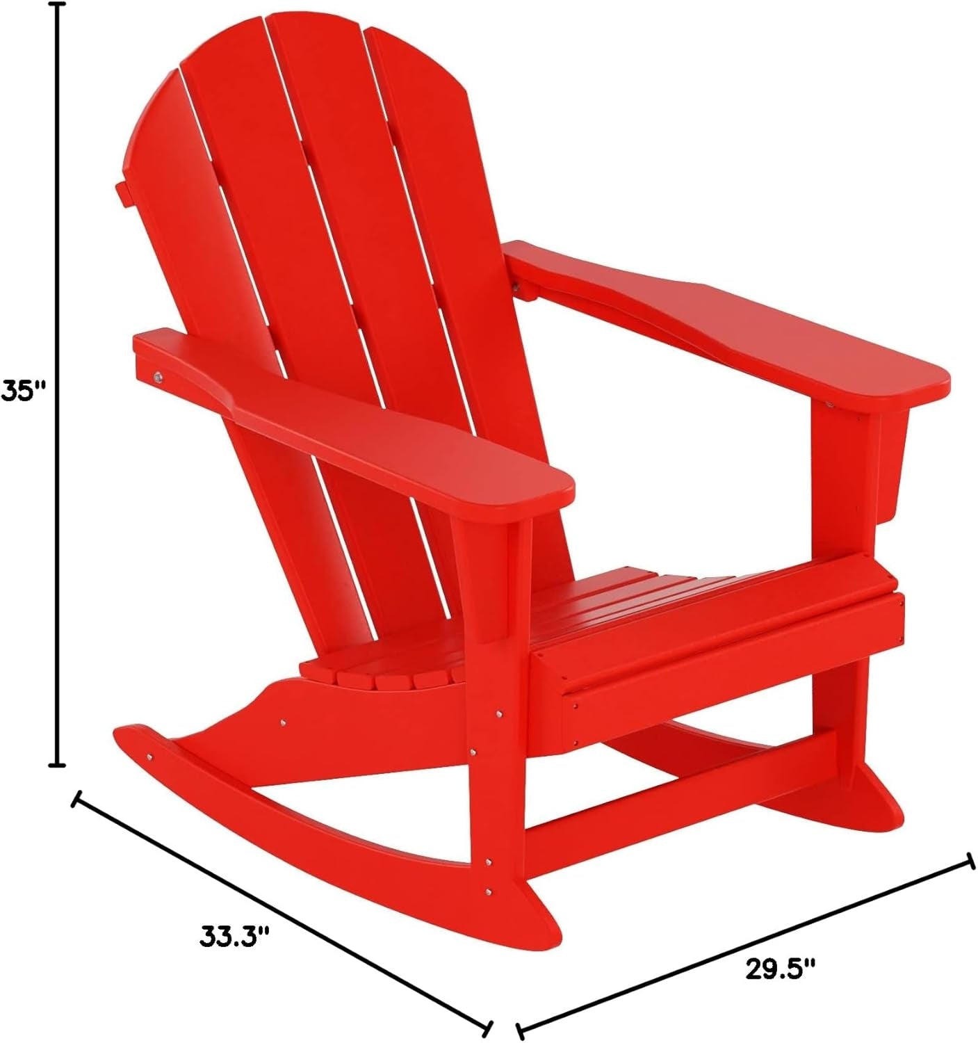 WO Home Furniture Patio Rocking Chair Classic Outdoor HDPE UV Weather Resistant (Red)