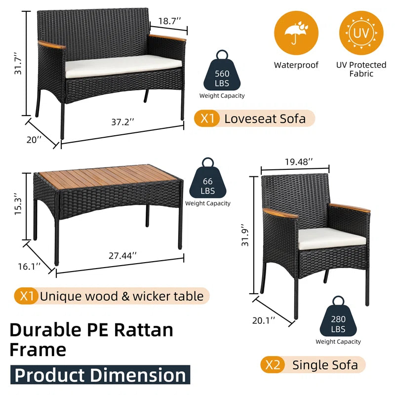 Rassan 4 - Person Outdoor Seating Group with Cushions