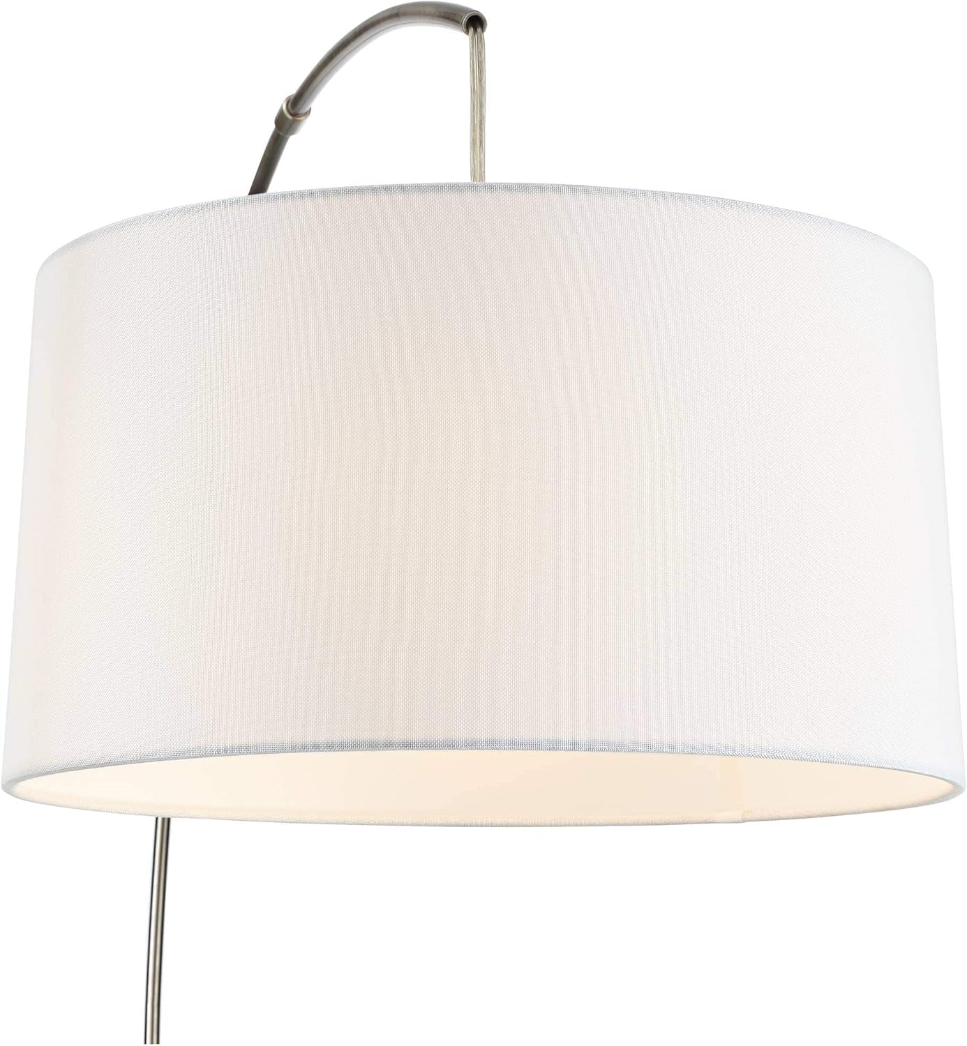 Cora Modern Arched Task Floor Lamp Standing 72" Tall Brushed Nickel Silver off White Linen Fabric Drum Shade for Living Room Reading House Bedroom Home Decor