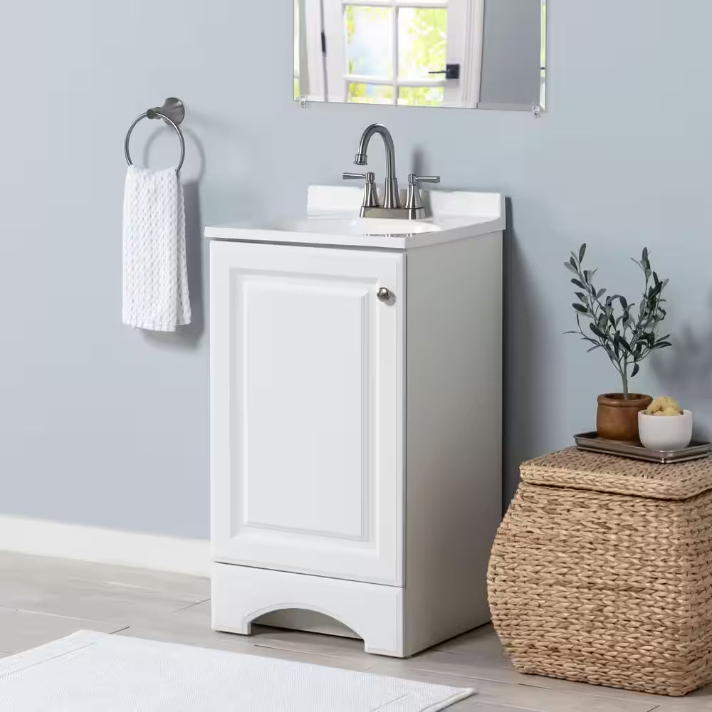 19 In. Single Sink White Bath Vanity with White Cultured Marble Top (Assembled)