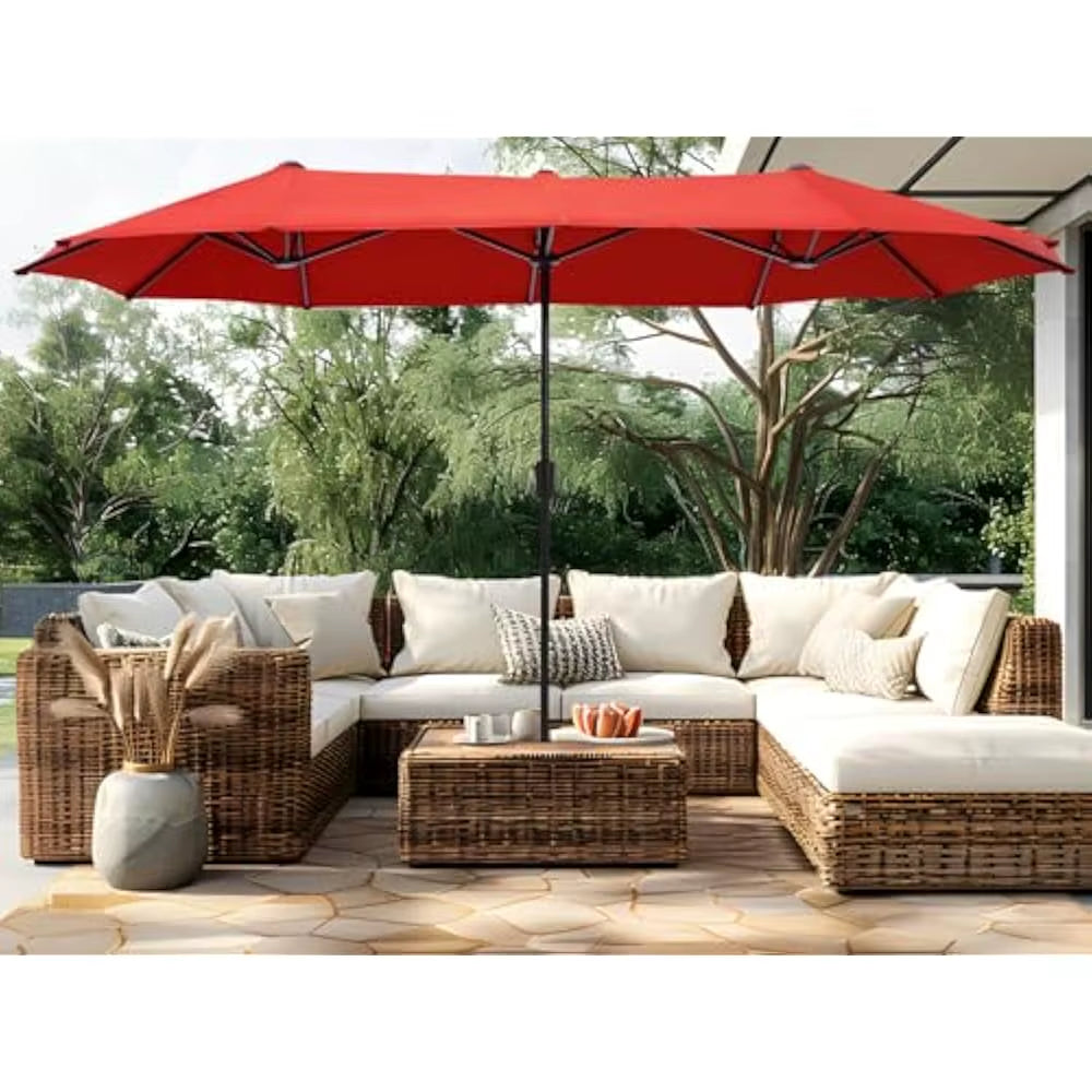 13 FT Patio Umbrella, Patio Umbrellas Double-Sided Twin Outdoor Market Umbrellas with Crank, Outdoor Patio Umbrella