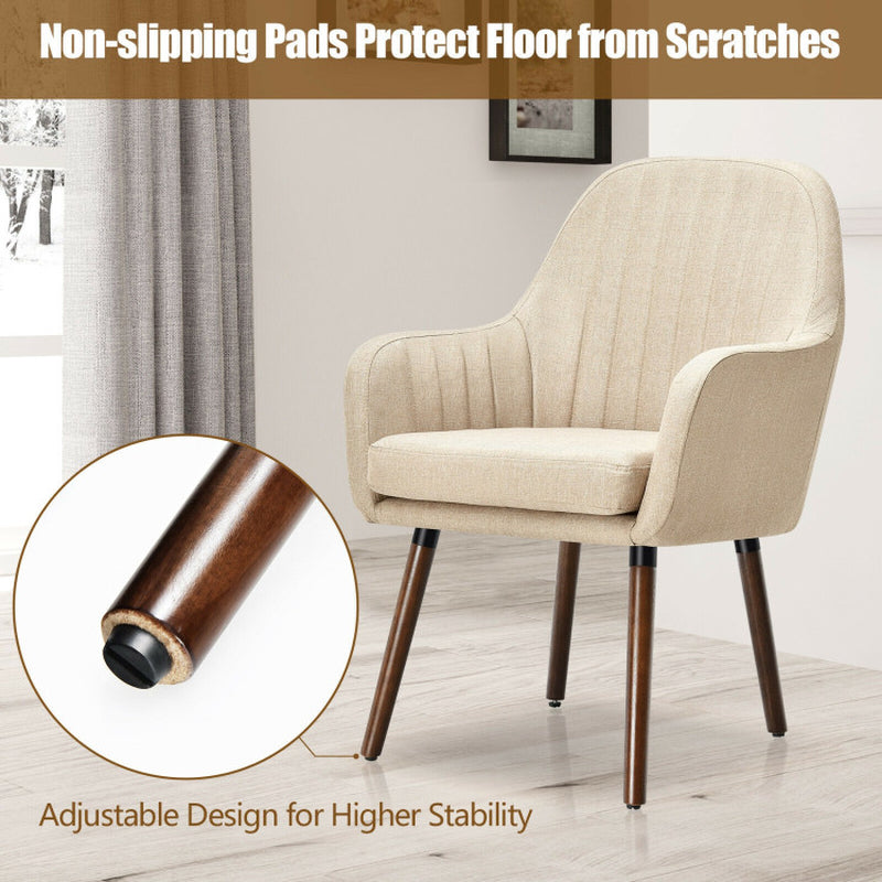Set of 2 Fabric Upholstered Accent Chairs with Wooden Legs