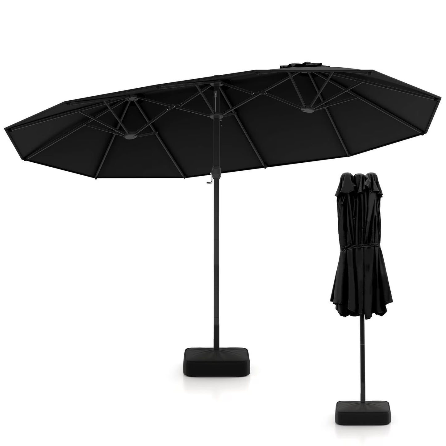 96" Coffee Rectangle Market Patio Umbrellas, Water-Resistant