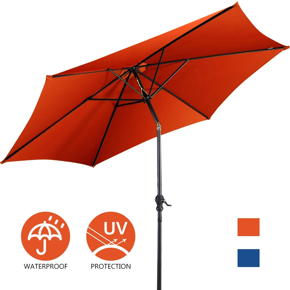 10 FT Patio Umbrella Patio Market Steel Tilt W/ Crank Outdoor Yard Garden Orange