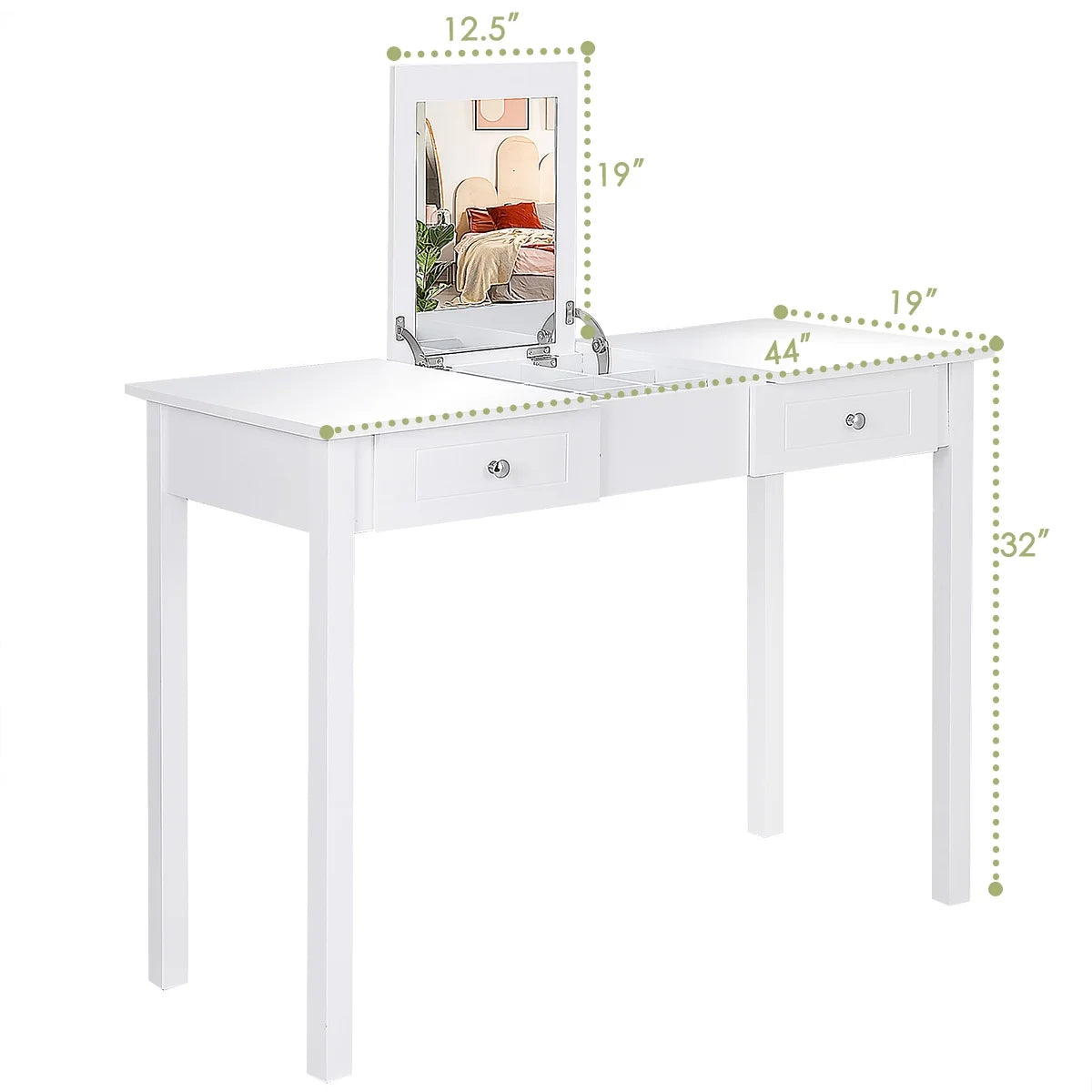 Vanity Table Dressing Table Flip Top Desk Furniture White