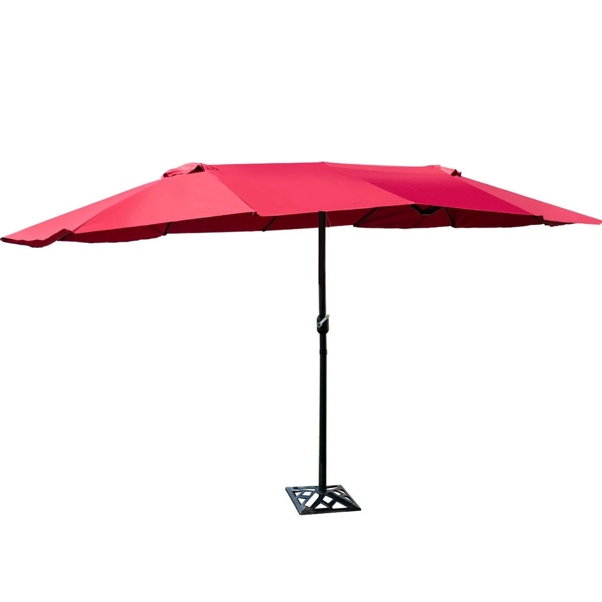 15' Market Outdoor Umbrella Double-Sided Twin Patio Umbrella with Crank Wine