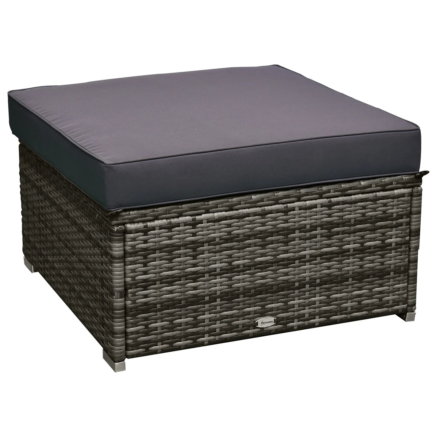 6 Pieces Patio Furniture Sets Outdoor Wicker All Weather PE Rattan Sectional Sofa Set with Ottoman, Cushions & Tempered Glass Desktop, Gray