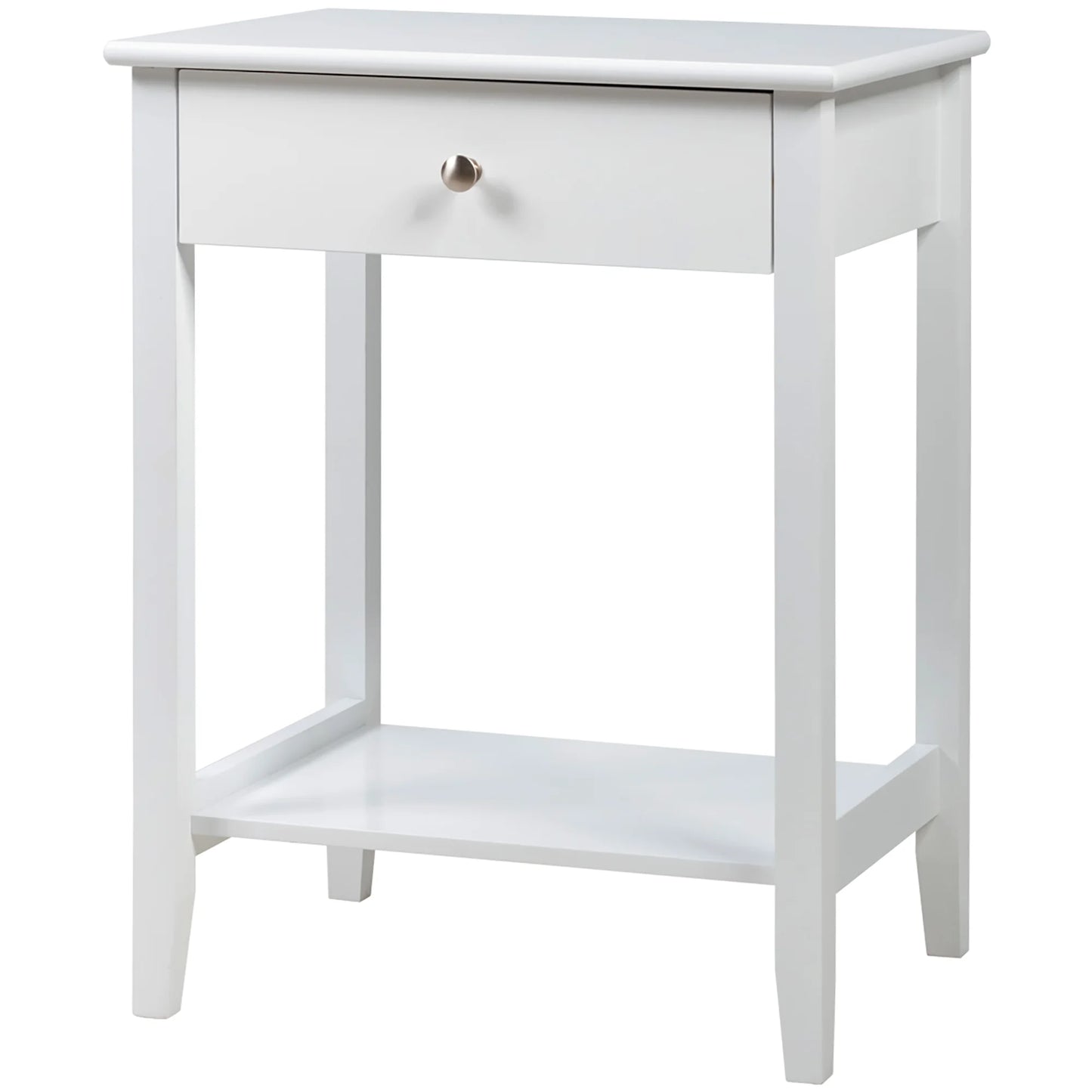 Nightstand End Table Storage Display Bedroom Furniture Drawer Shelf beside White