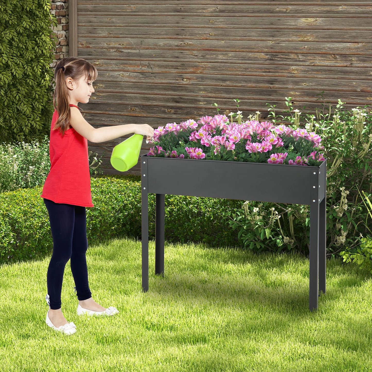 40'' Raised Garden Bed with Legs Metal Elevated Planter Box Drainage Hole Backyard